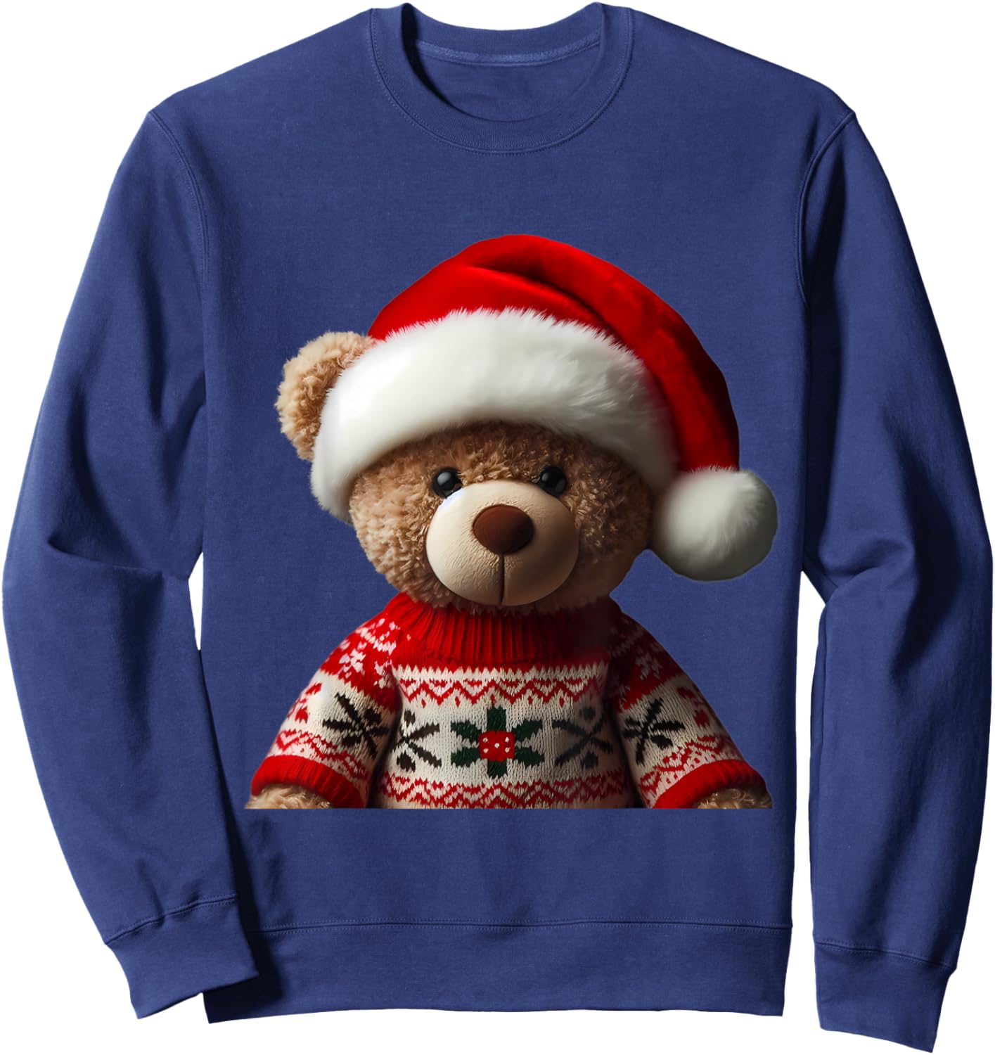 Teddy Bear With Santa Hat Christmas Xmas Lover Kids Toddlers Sweatshirt - Sweatshirt | Navy
