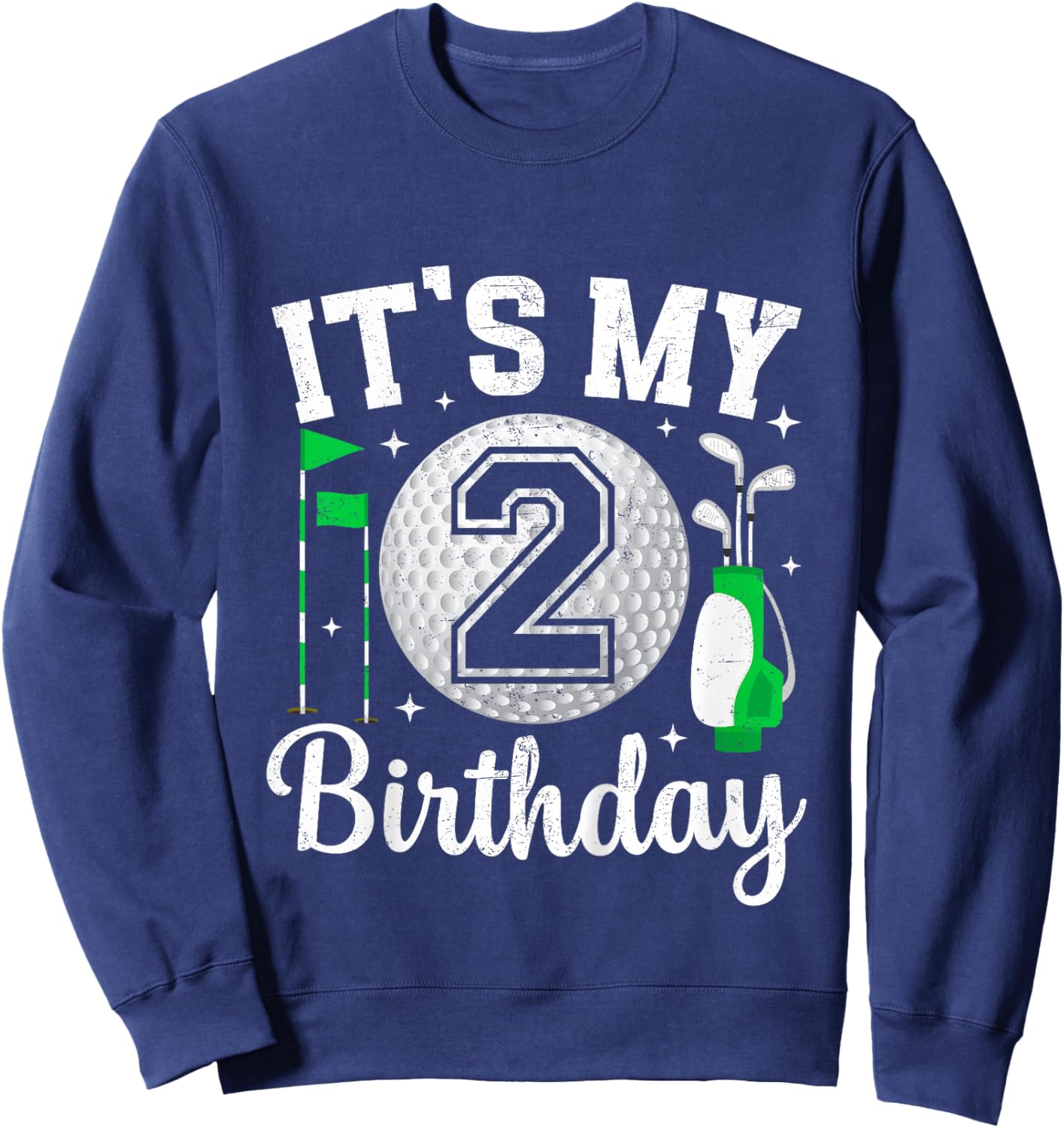 Kids It's My 2nd Birthday Golf 2 Year Old Golf Player Birthday Sweatshirt - Sweatshirt | Navy