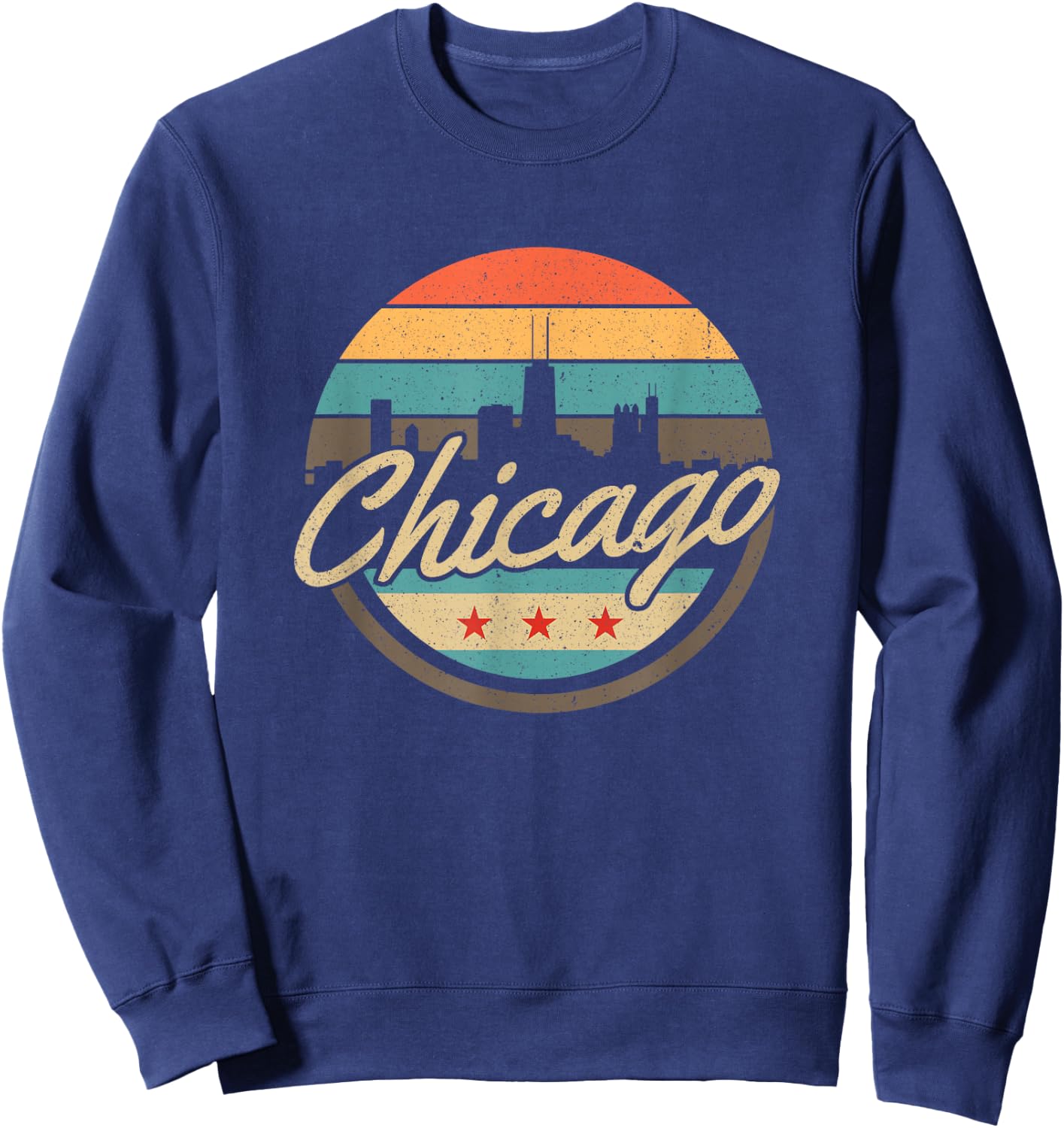 Chicago Flag Skyline Vintage Illinois USA Souvenir Sweatshirt - Sweatshirt | Navy