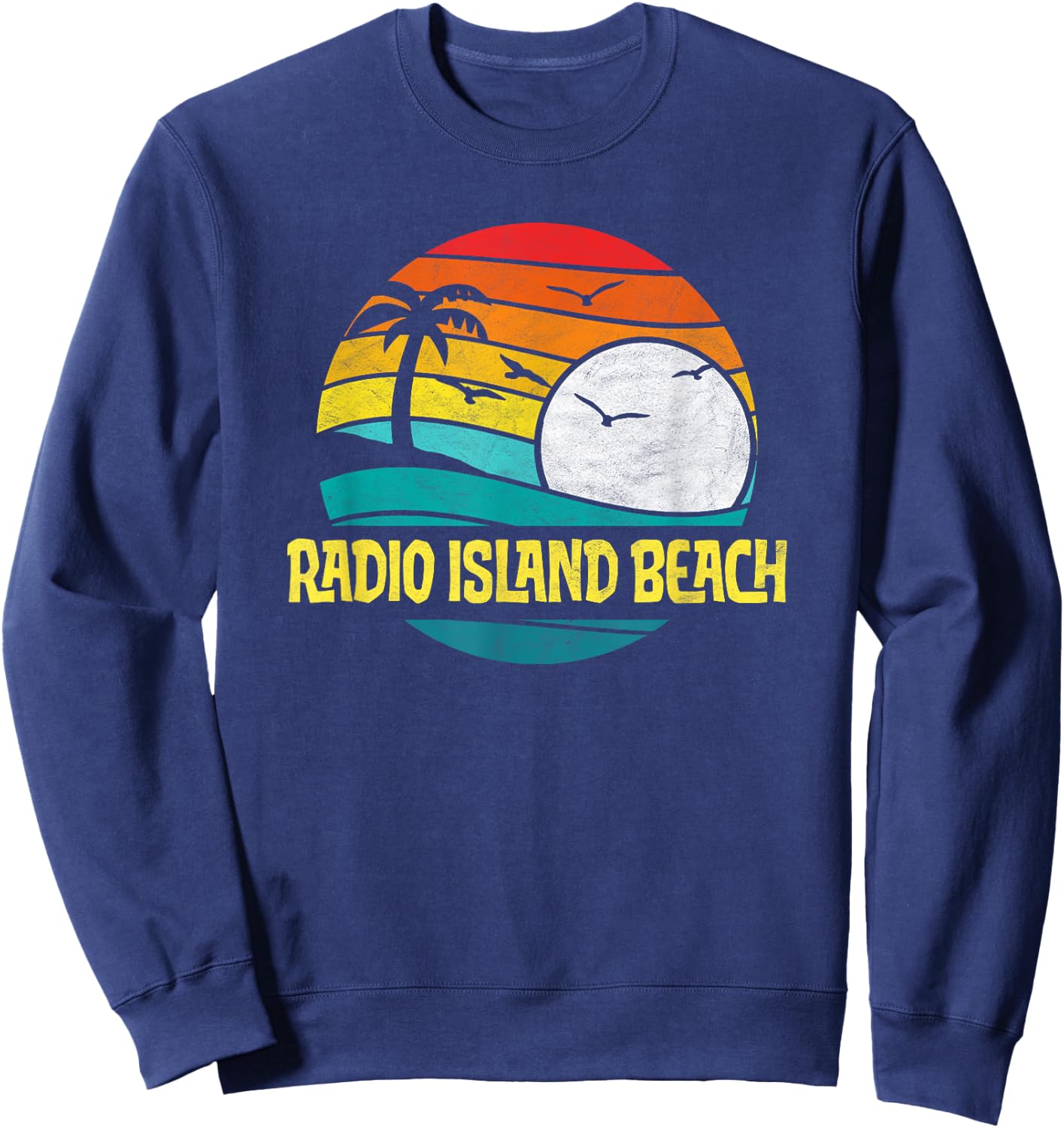 Retro Radio Island Beach Sun & Surf Eighties Graphic Sweatshirt - Sweatshirt | Navy