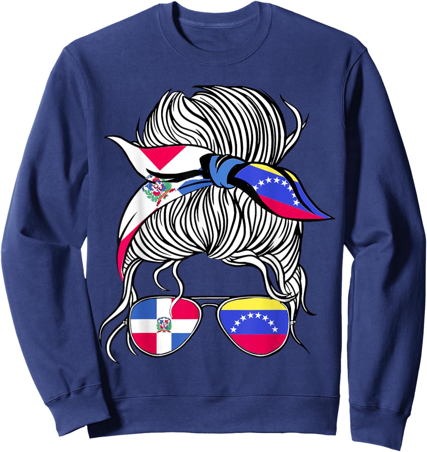 Dominican Republic Flag Venezuela Grown Women Girl Country Sweatshirt - Sweatshirt | Navy