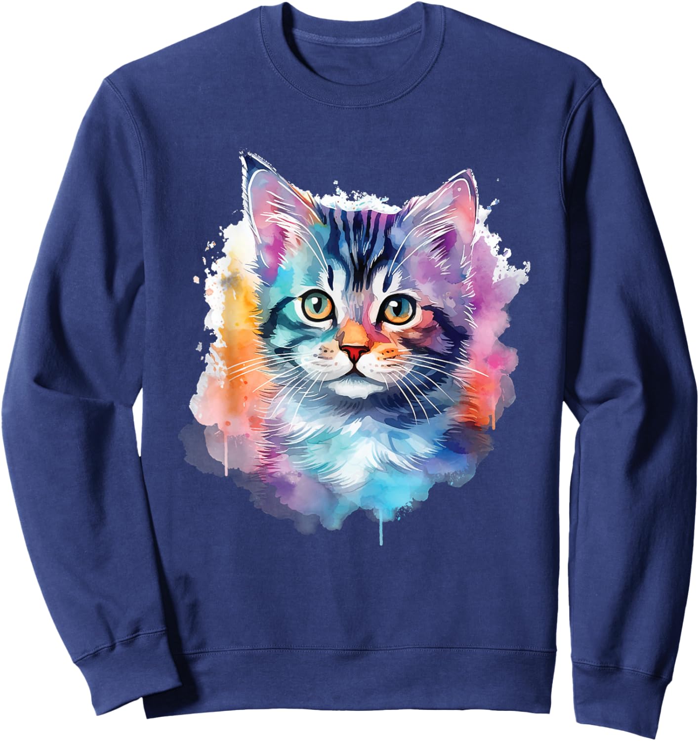 Colorful Cat - Cat Lover Kitten Owner Kitty Women Girls Kids Sweatshirt - Sweatshirt | Navy