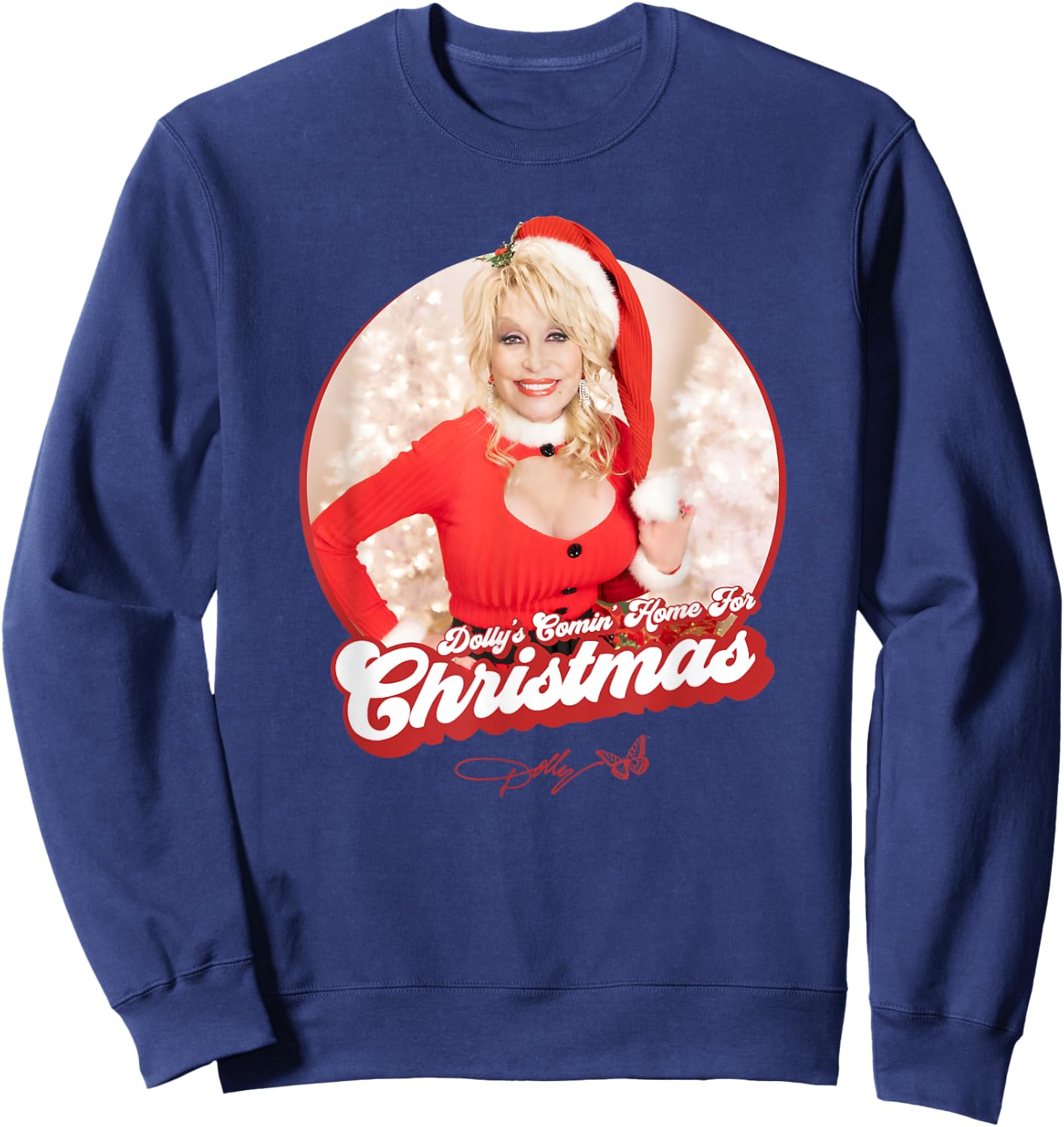 Dolly Parton's Comin' Home for Christmas -Adults - Black, Small Sweatshirt - Sweatshirt | Navy