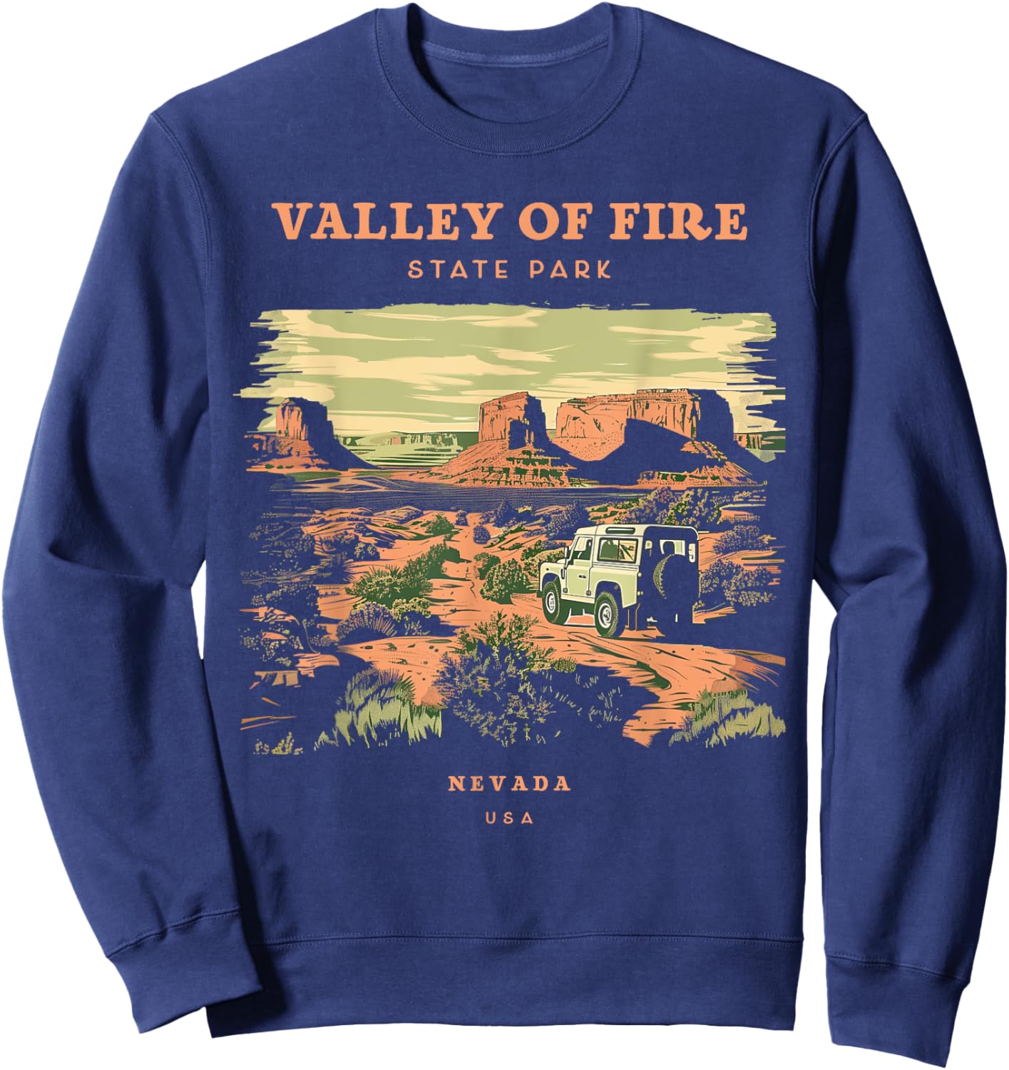 Valley of Fire State Park Nevada Retro Vintage Sweatshirt - Sweatshirt | Navy