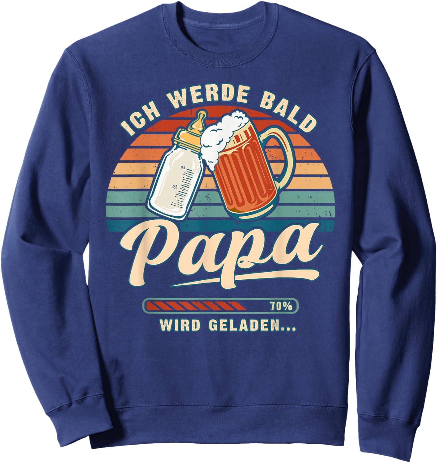 Werdender Papa Du Wirst Papa Verkünden Babyflasche Krug Sweatshirt - Sweatshirt | Navy