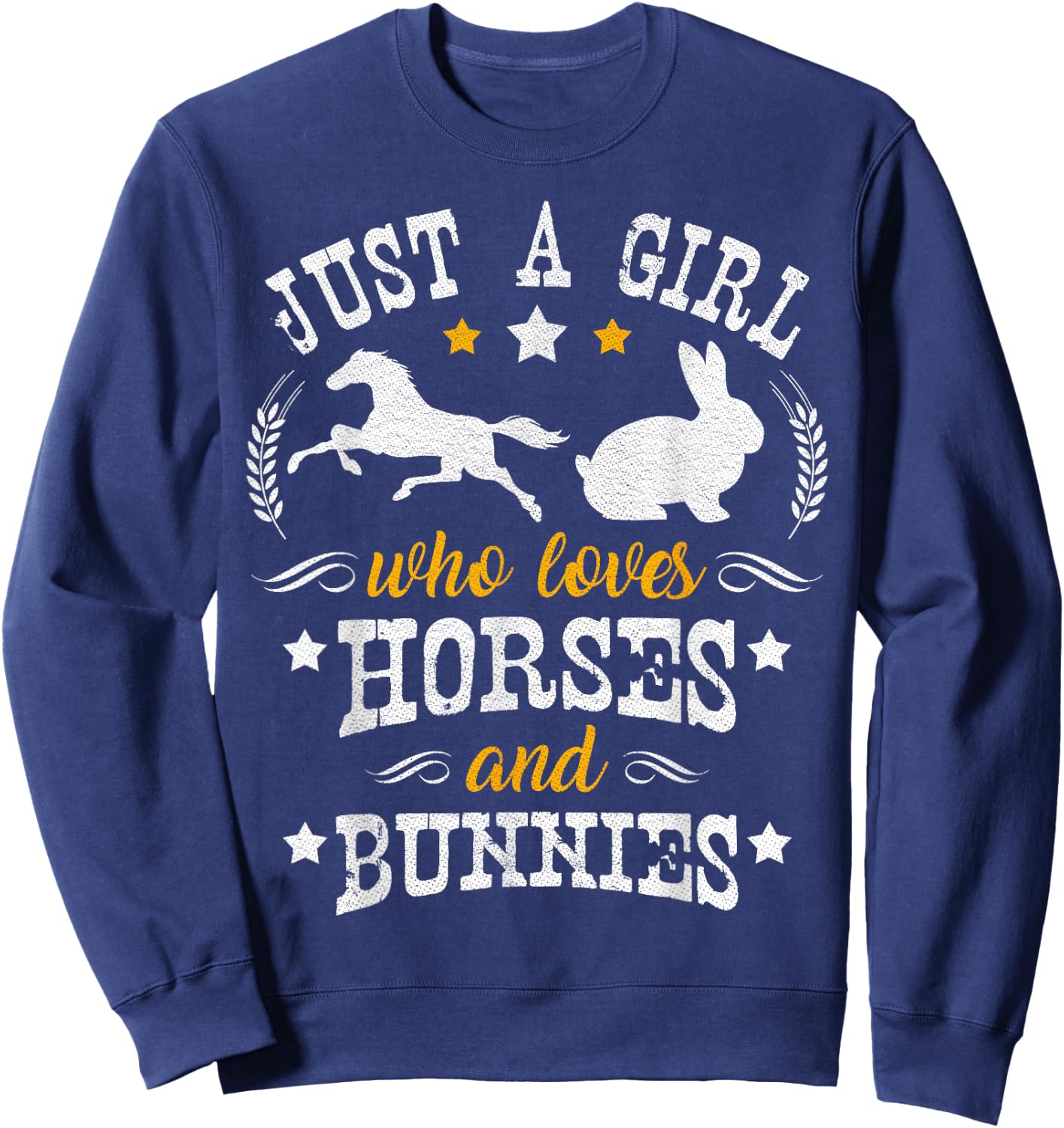 Horse Lover Gift - Just A Girl Who Loves Horses & Bunnies Sweatshirt - Sweatshirt | Navy
