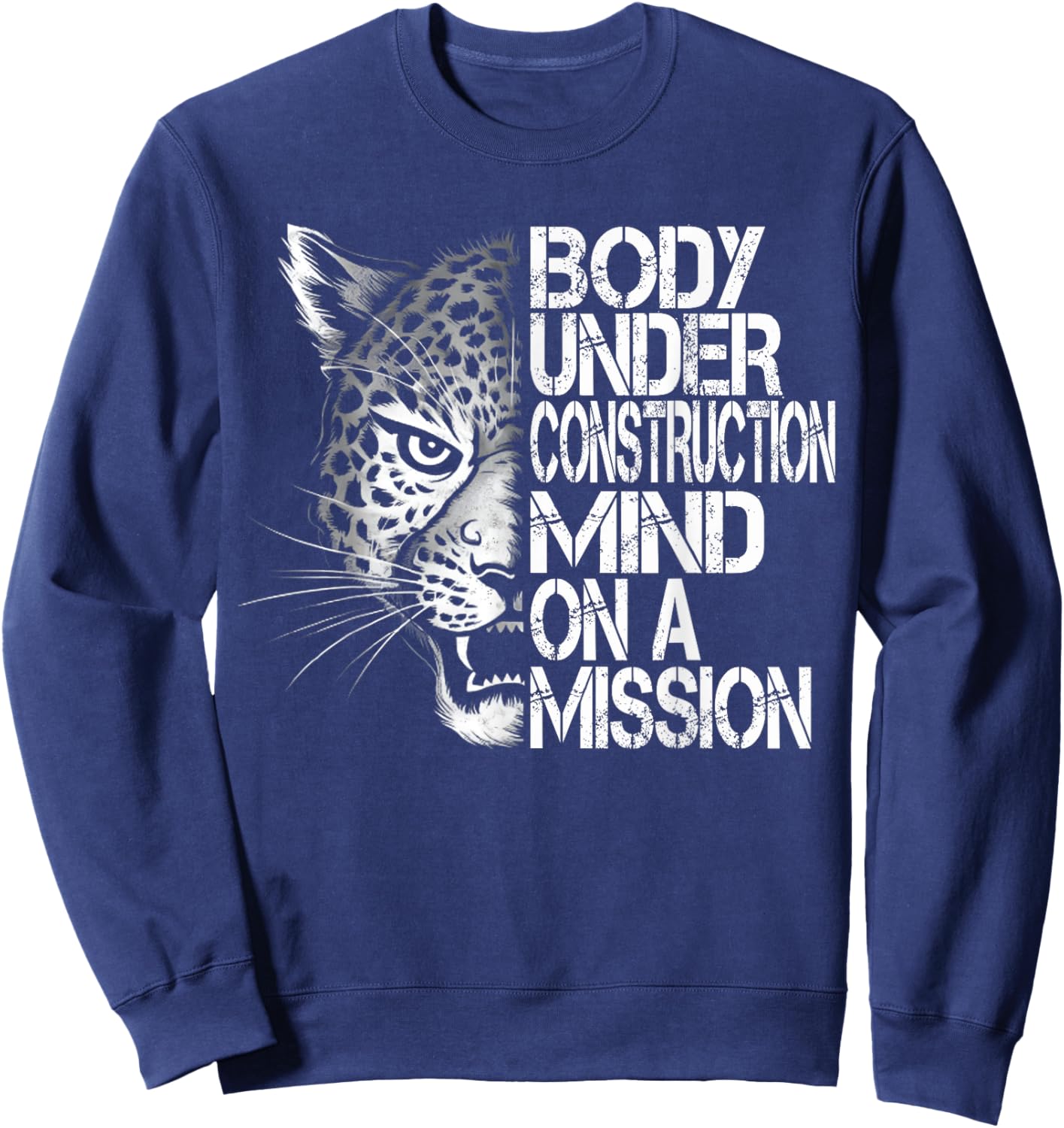 Tiger Gym Lovers Men Women Workout Body under construction Sweatshirt - Sweatshirt | Navy