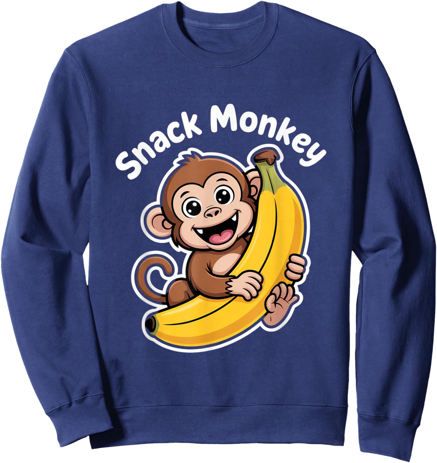 Snack Monkey Cute Banana Lover Fun Cartoon Style Sweatshirt - Sweatshirt | Navy