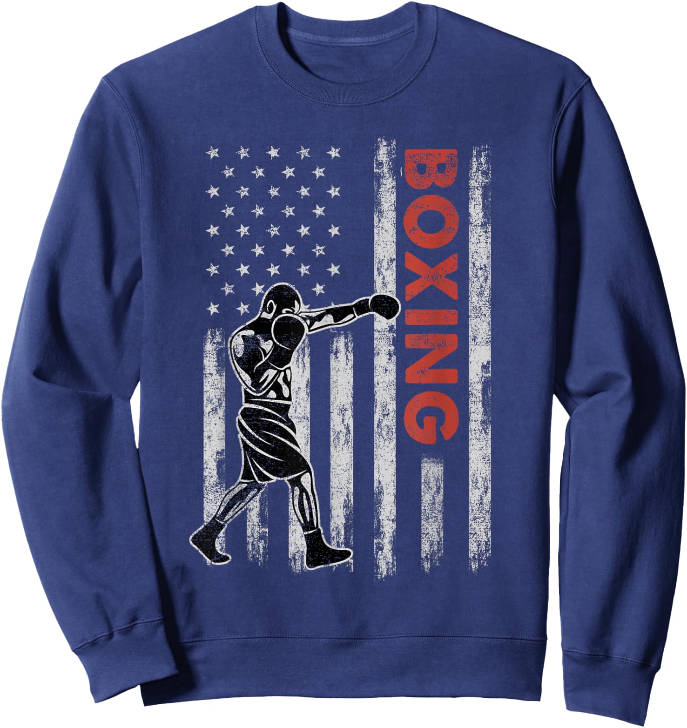 Boxing Lovers Vintage American Flag 4th Of July Gift Kids Men Sweatshirt - Sweatshirt | Navy