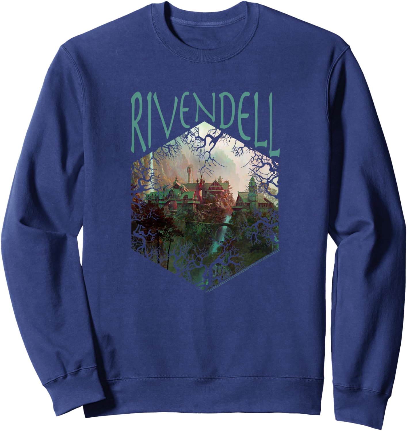 Lord of The Rings Rivendell Picture Hexagon Sweatshirt - Sweatshirt | Navy