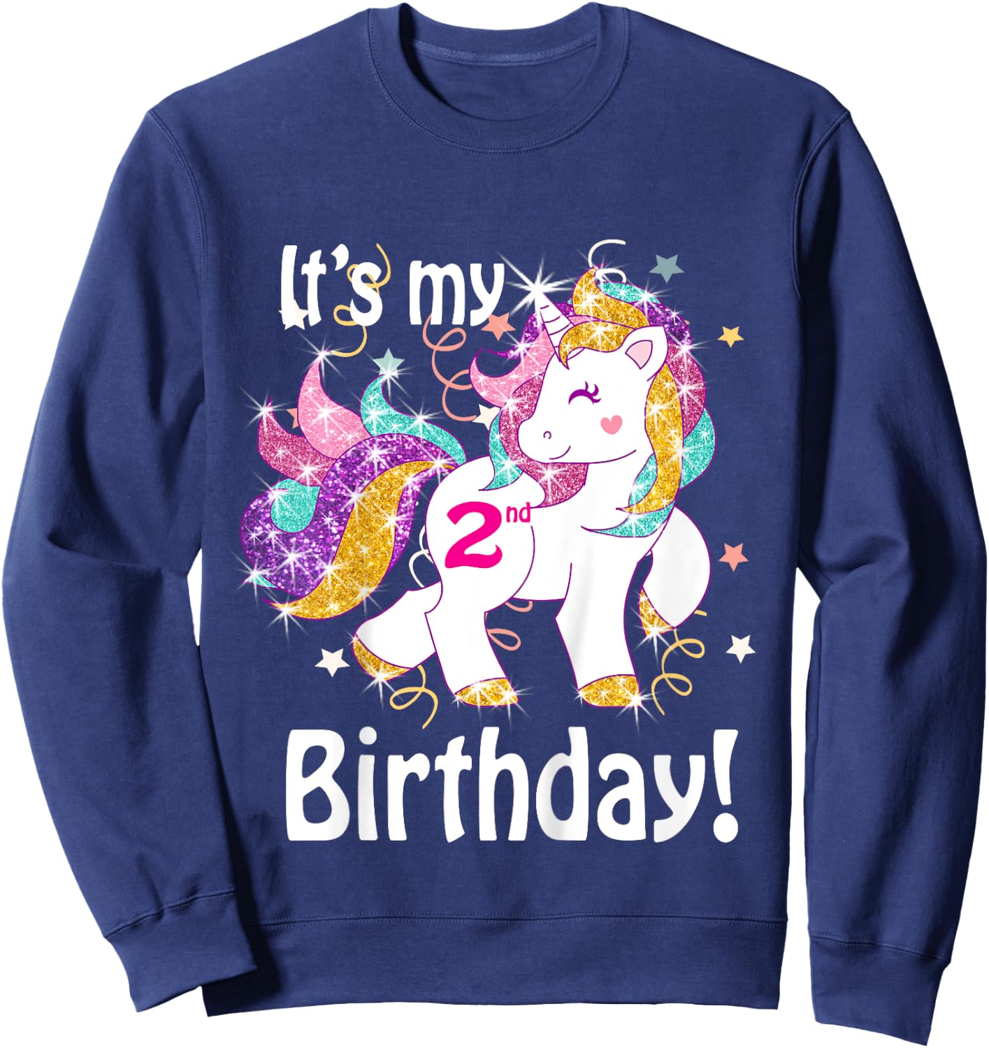 Its My 2nd Birthday Unicorn Outfits for toddler girls gift Sweatshirt - Sweatshirt | Navy