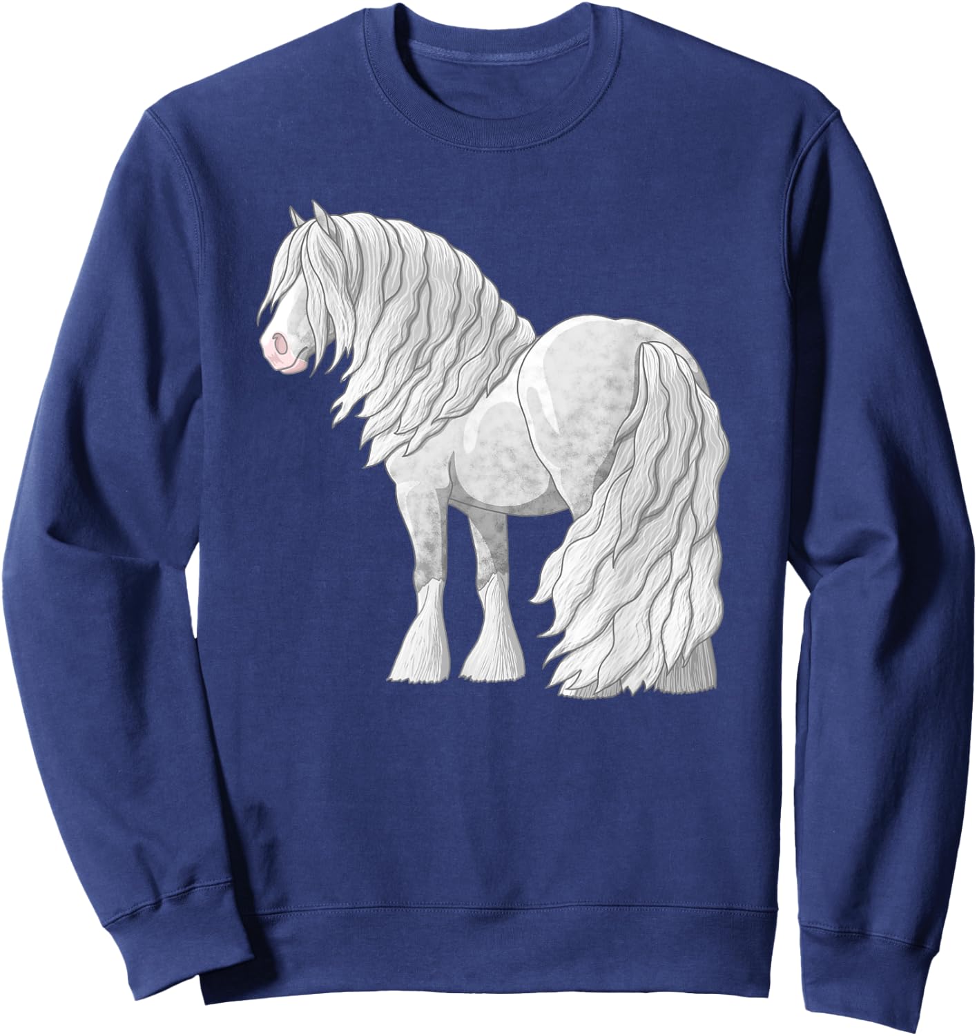 White Dapple Gray Gypsy Vanner Irish Cob Draft Horse Sweatshirt - Sweatshirt | Navy