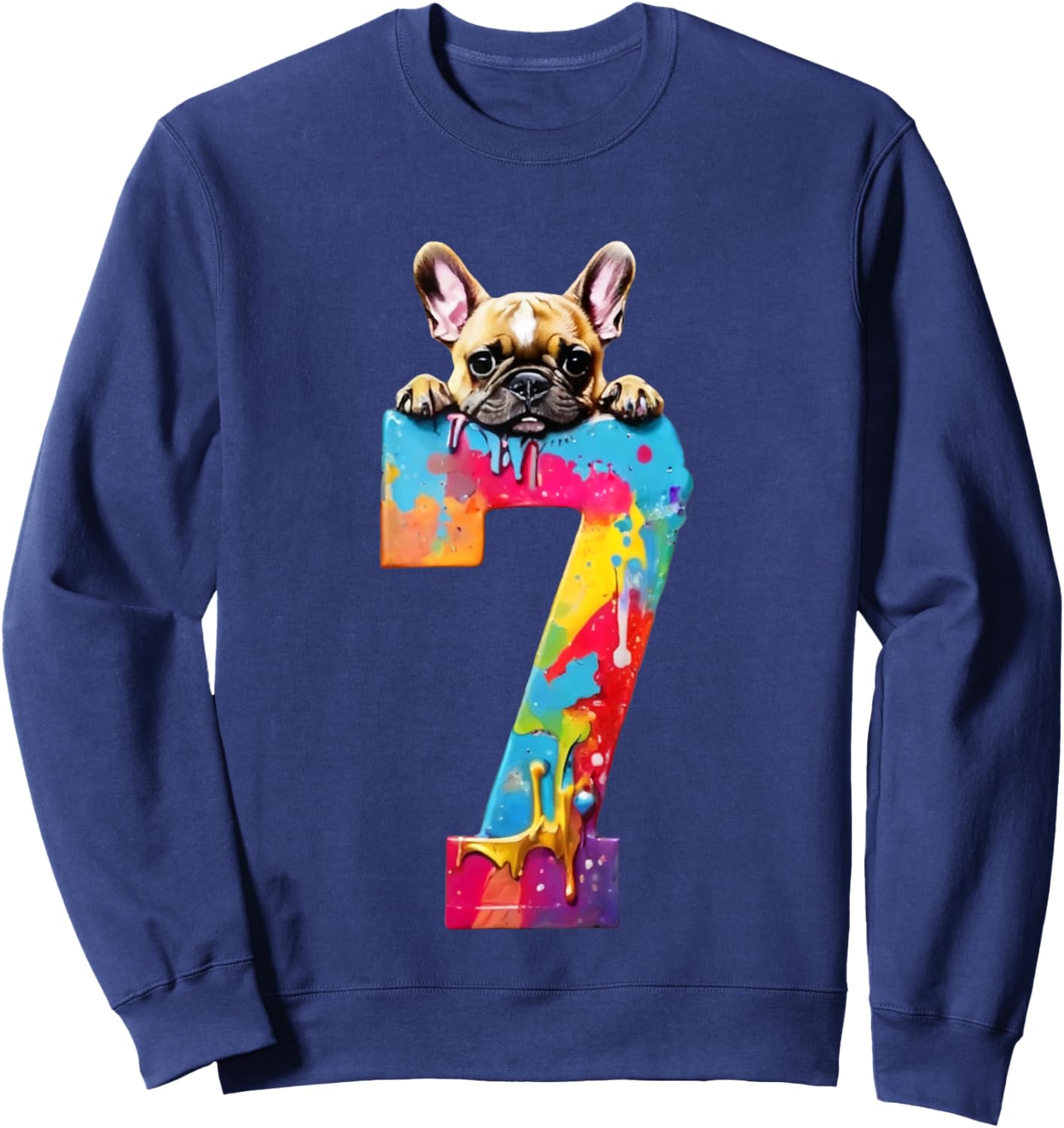 Dog 7 Years French Bulldog 7th Birthday Sweatshirt - Sweatshirt | Navy