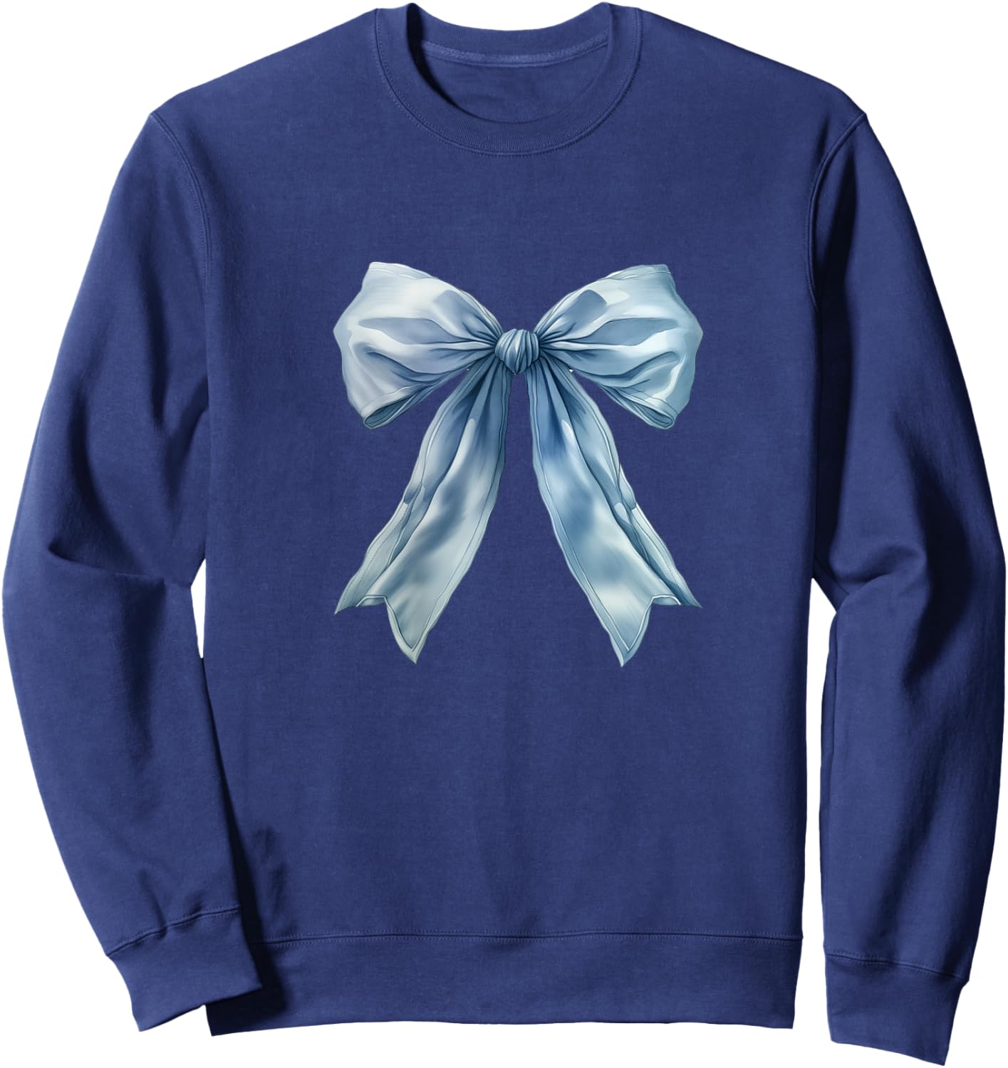 Baby Blue Bow Cute Coquette y2k Clean Girl Aesthetic Women Sweatshirt - Sweatshirt | Navy