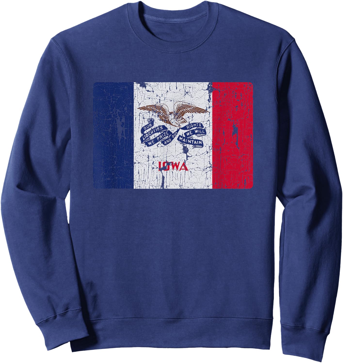 Vintage Iowa Flag IA Souvenir Sweatshirt - Sweatshirt | Navy