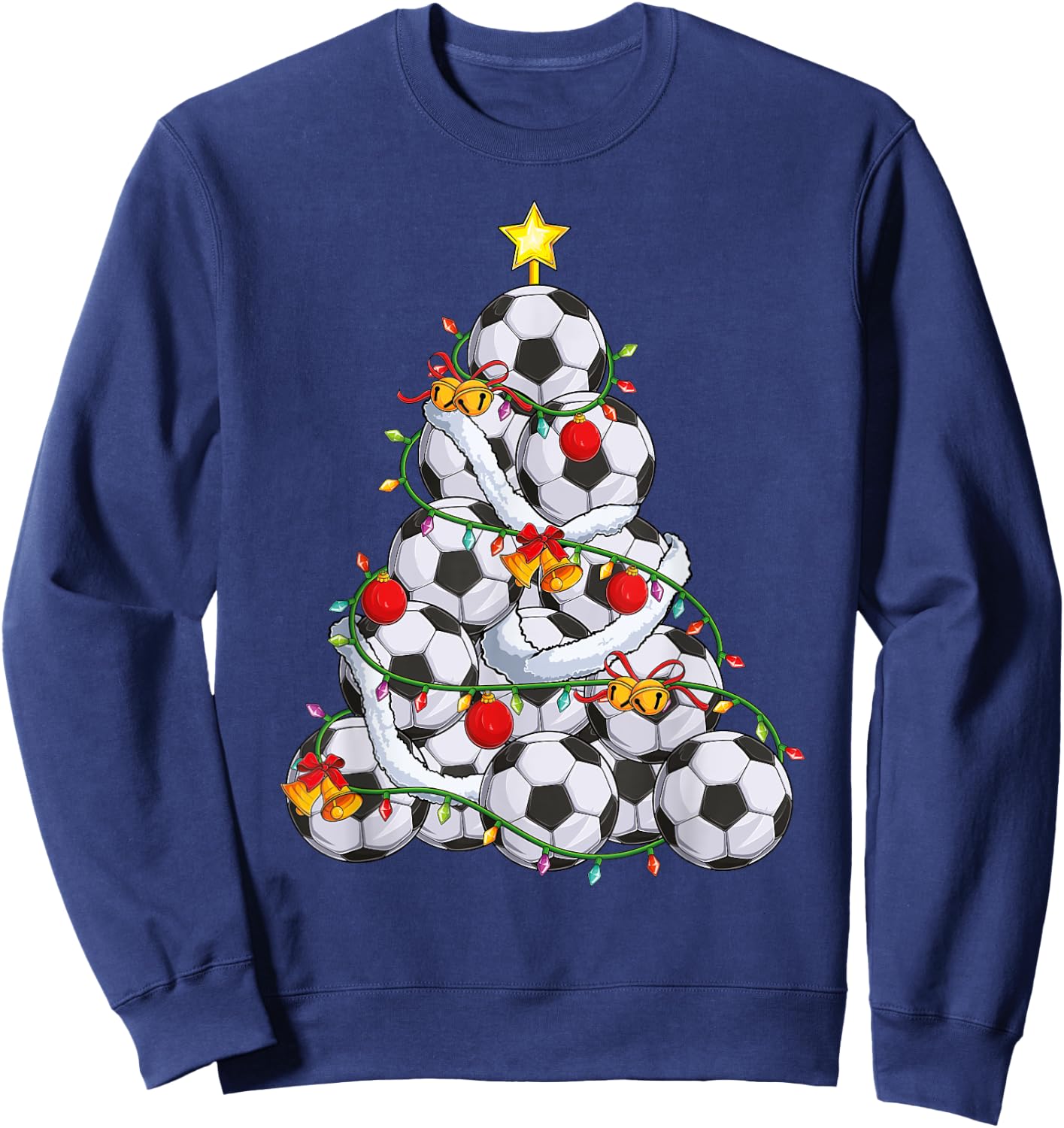 Soccer Christmas Tree Xmas Pajamas coach Player Men Boys Sweatshirt - Sweatshirt | Navy