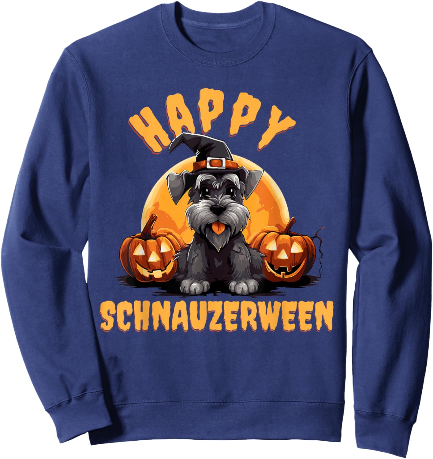 Happy Schnauzerween Schnauzer Halloween Sweatshirt - Sweatshirt | Navy