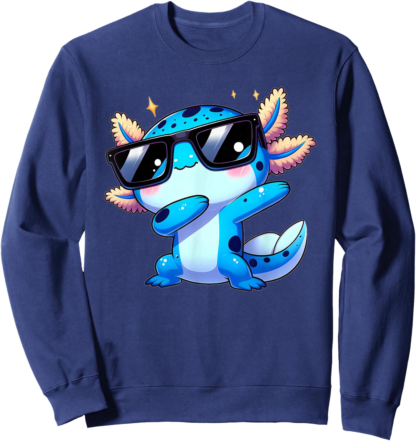 Fox Brother Kids Toddler Boys Dabbing Axolotl Kawaii Axolotl Sweatshirt - Sweatshirt | Navy