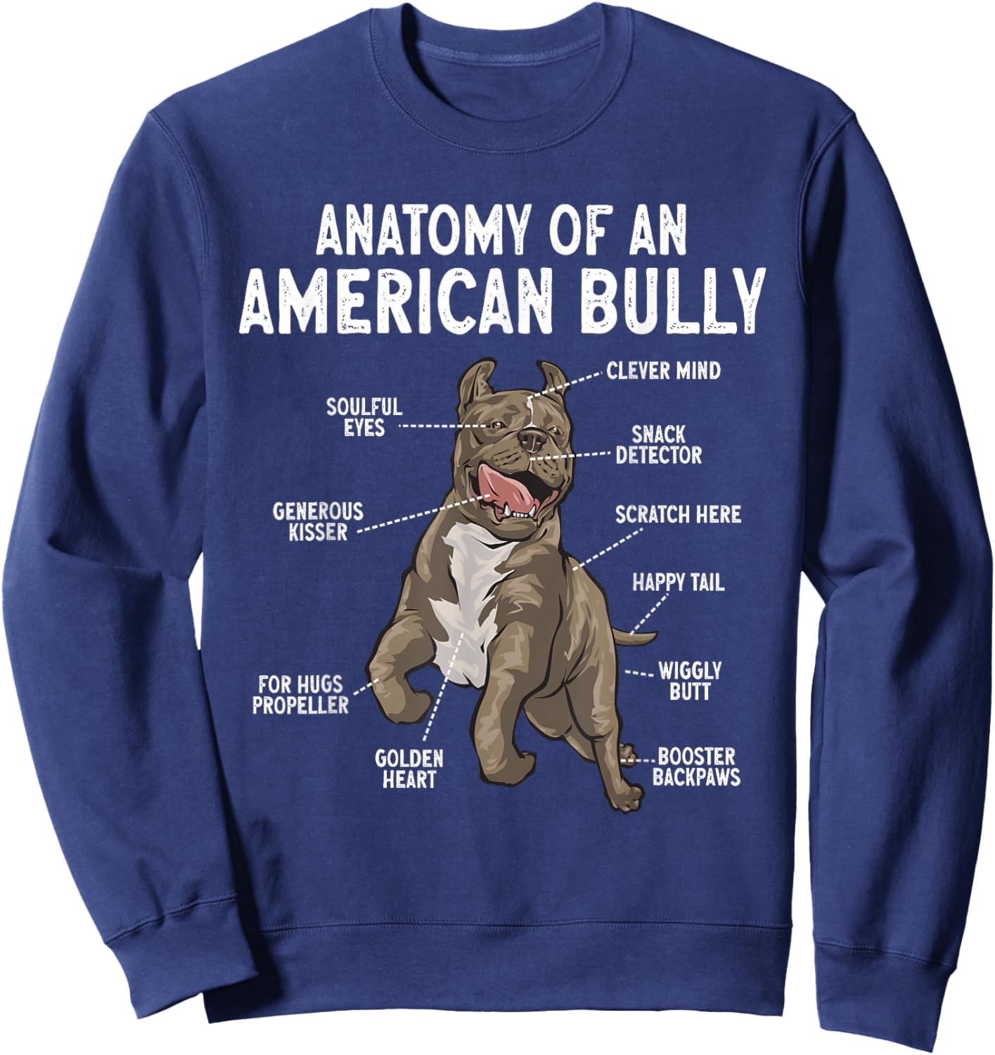 American Bully Dog Anatomy Of An American Bully Men Women Sweatshirt - Sweatshirt | Navy