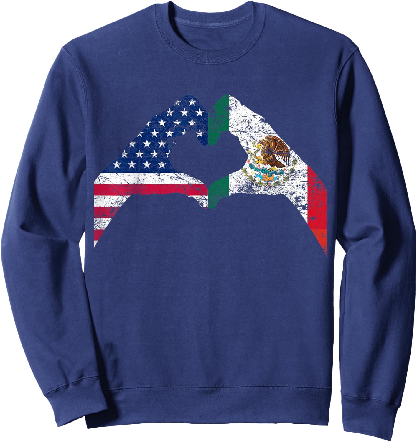 America Mexico Flag Vintage Mexican Roots American Sweatshirt - Sweatshirt | Navy
