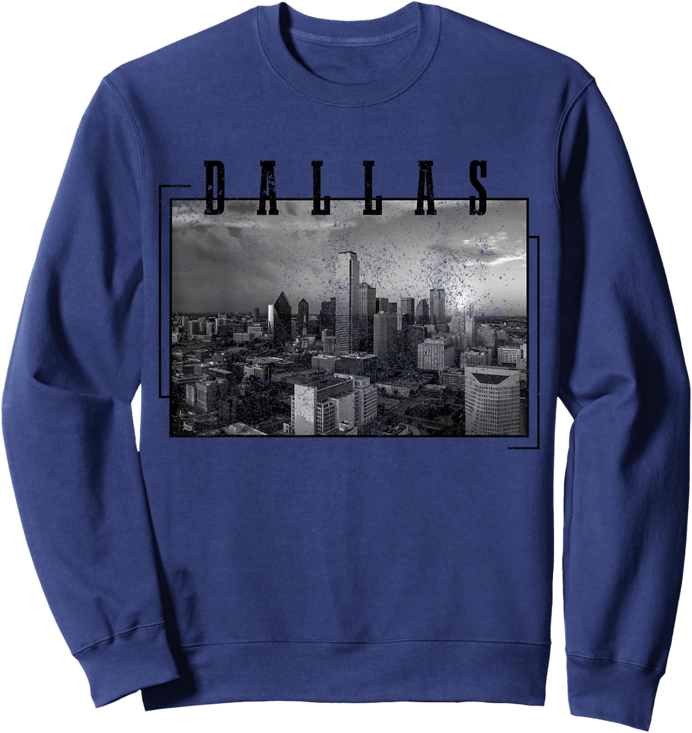 Dallas Skyline Texas Pride Vintage Black & White Photo Sweatshirt - Sweatshirt | Navy
