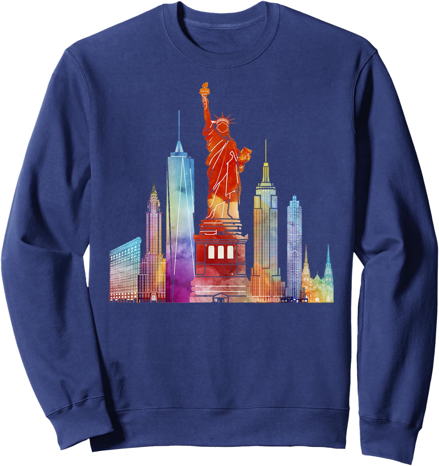New York City Watercolour Statue of Liberty NYC Sweatshirt - Sweatshirt | Navy