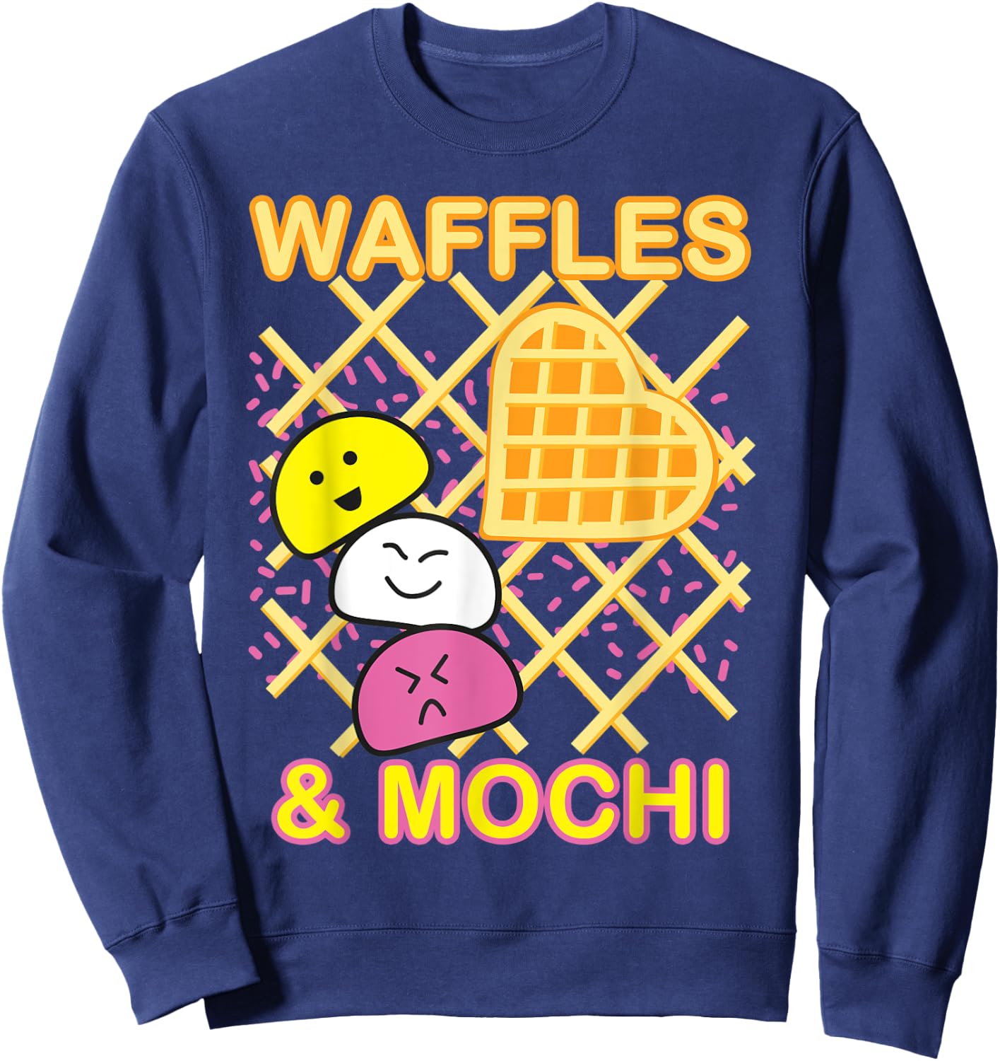 MOCHI and WAFFLES Cute Kawaii Japanese Ice cream Retro 90s Men Women Kids Sweatshirt - Sweatshirt | Navy