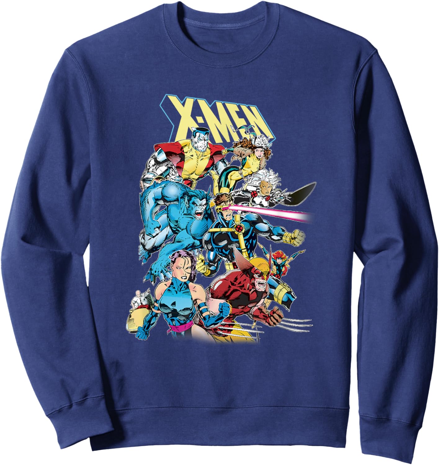 Marvel X-Men Team Charging Into Battle Vintage Shot Sweatshirt - Sweatshirt | Navy