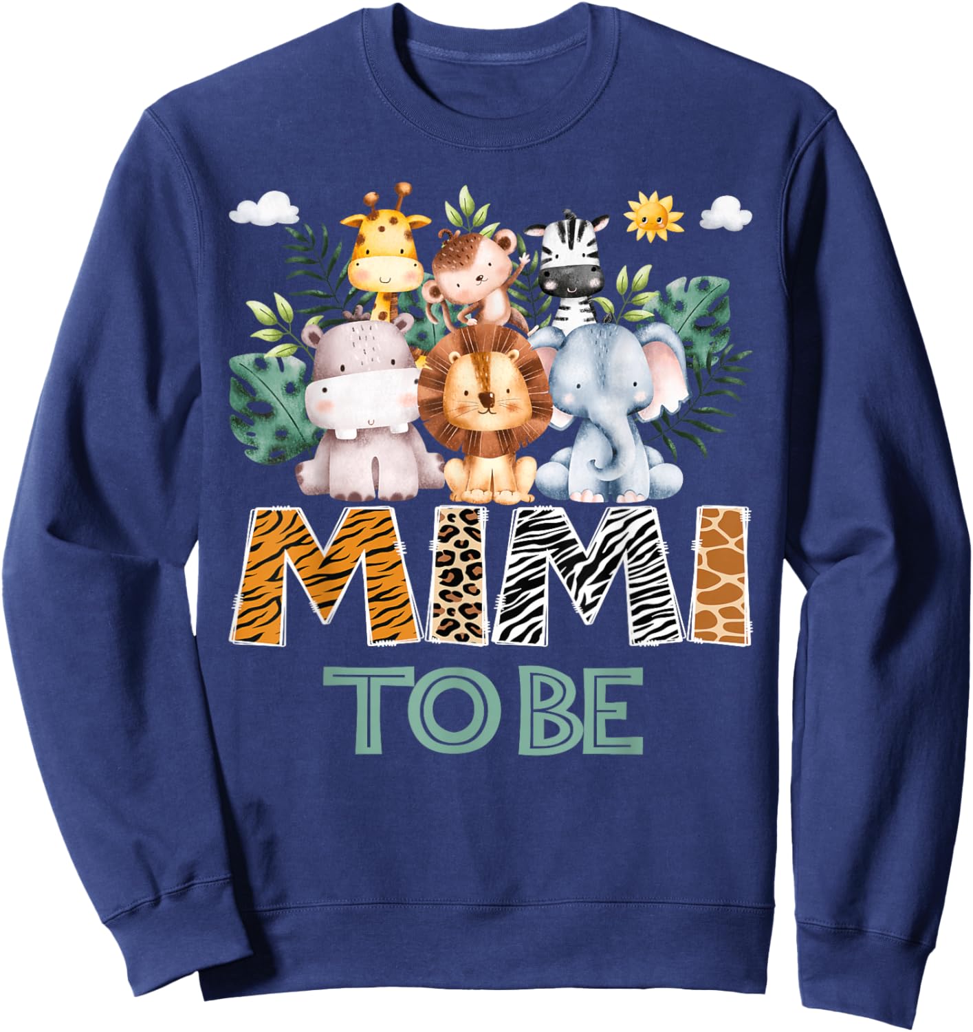Soon To Be Mimi Jungle Animal Safari Gender Reveal Sweatshirt - Sweatshirt | Navy