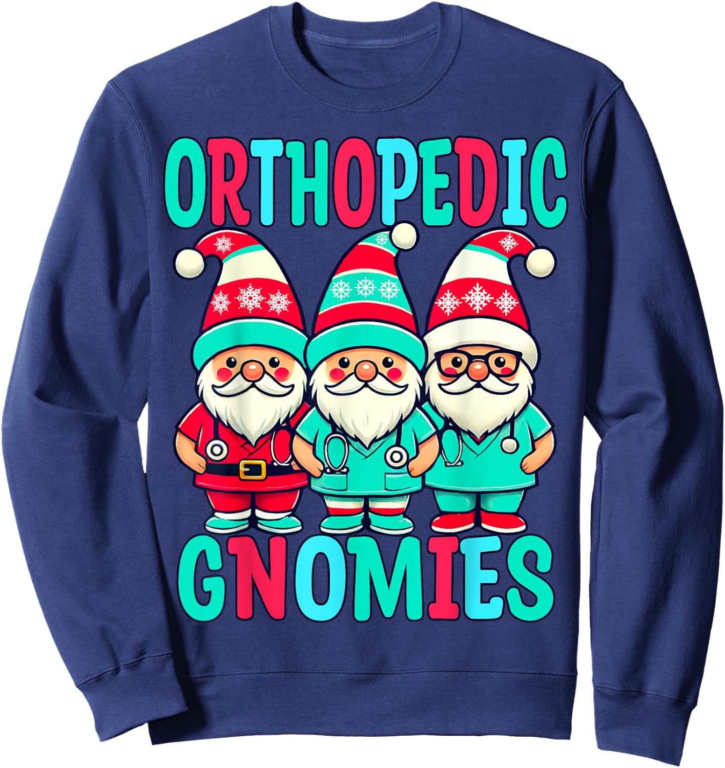 Orthopedic Christmas Gnomes Nurse Doctor Practitioner Sweatshirt - Sweatshirt | Navy