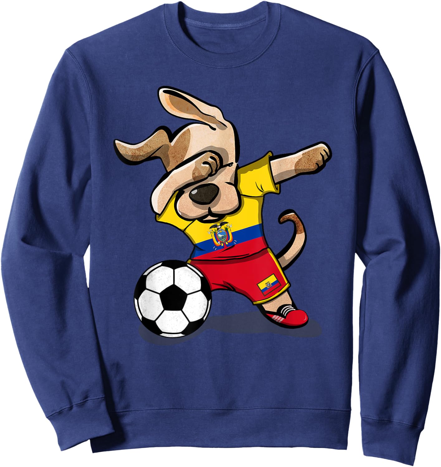 Dabbing Dog Ecuador Soccer Ecuadorean Flag Football Lovers Women Girls Kids Sweatshirt - Sweatshirt | Navy