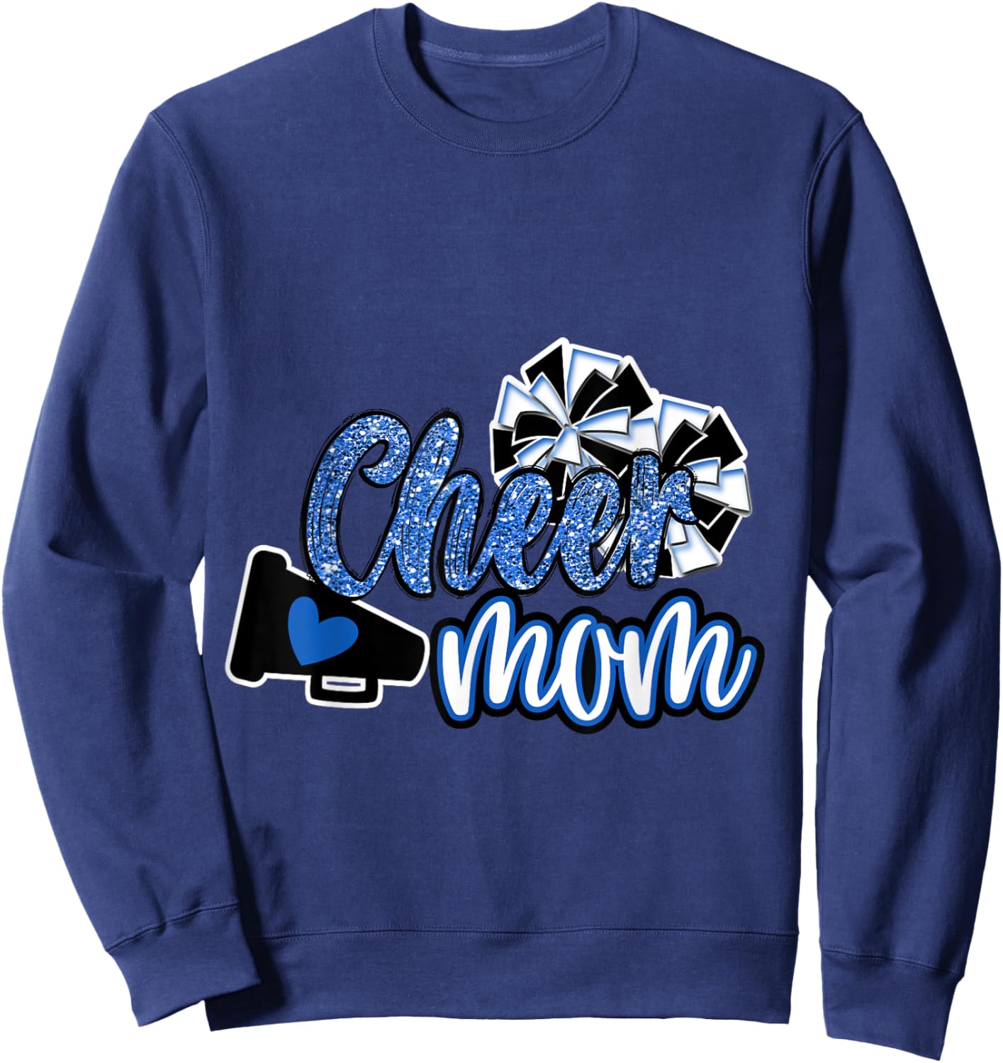 Cheer Mom Shirt, Megaphone Blue Leopard Cheetah Print Sweatshirt - Sweatshirt | Navy