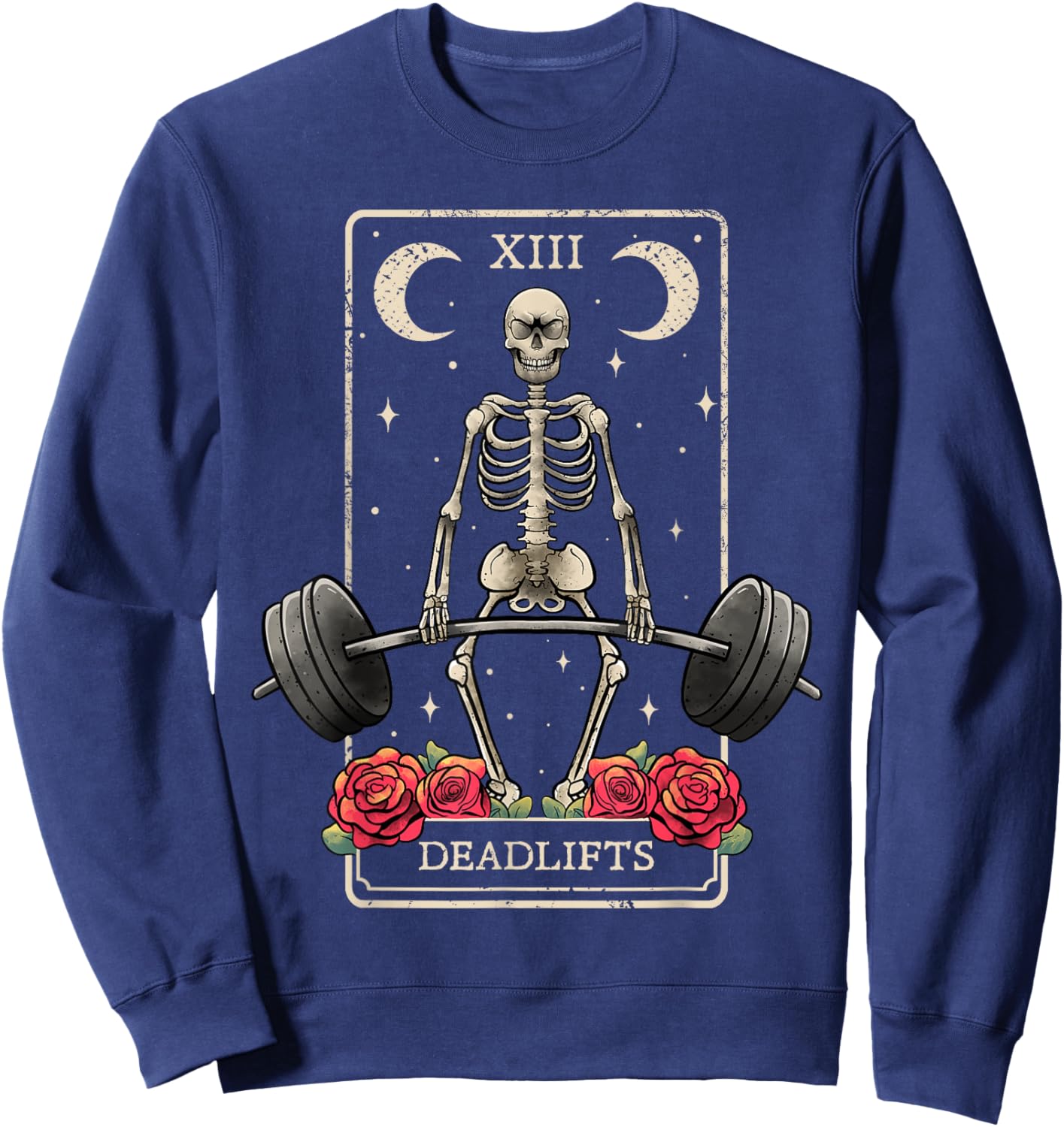 Deadlifts Tarot Card Occult Workout Esoteric Gothic Goth Gym Sweatshirt - Sweatshirt | Navy