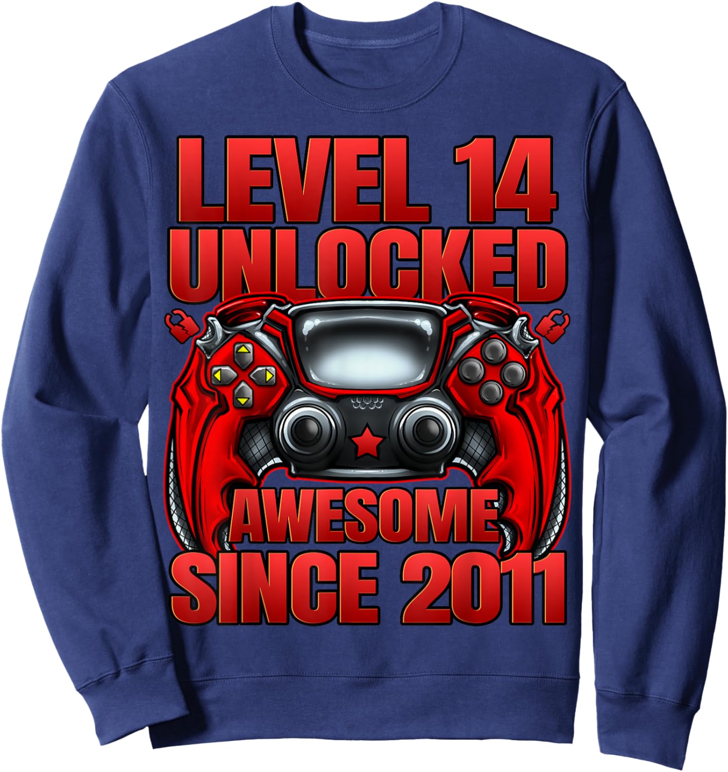 Level 14 Unlocked 14 Year Old Gifts Boys 14th Birthday Boy Sweatshirt - Sweatshirt | Navy