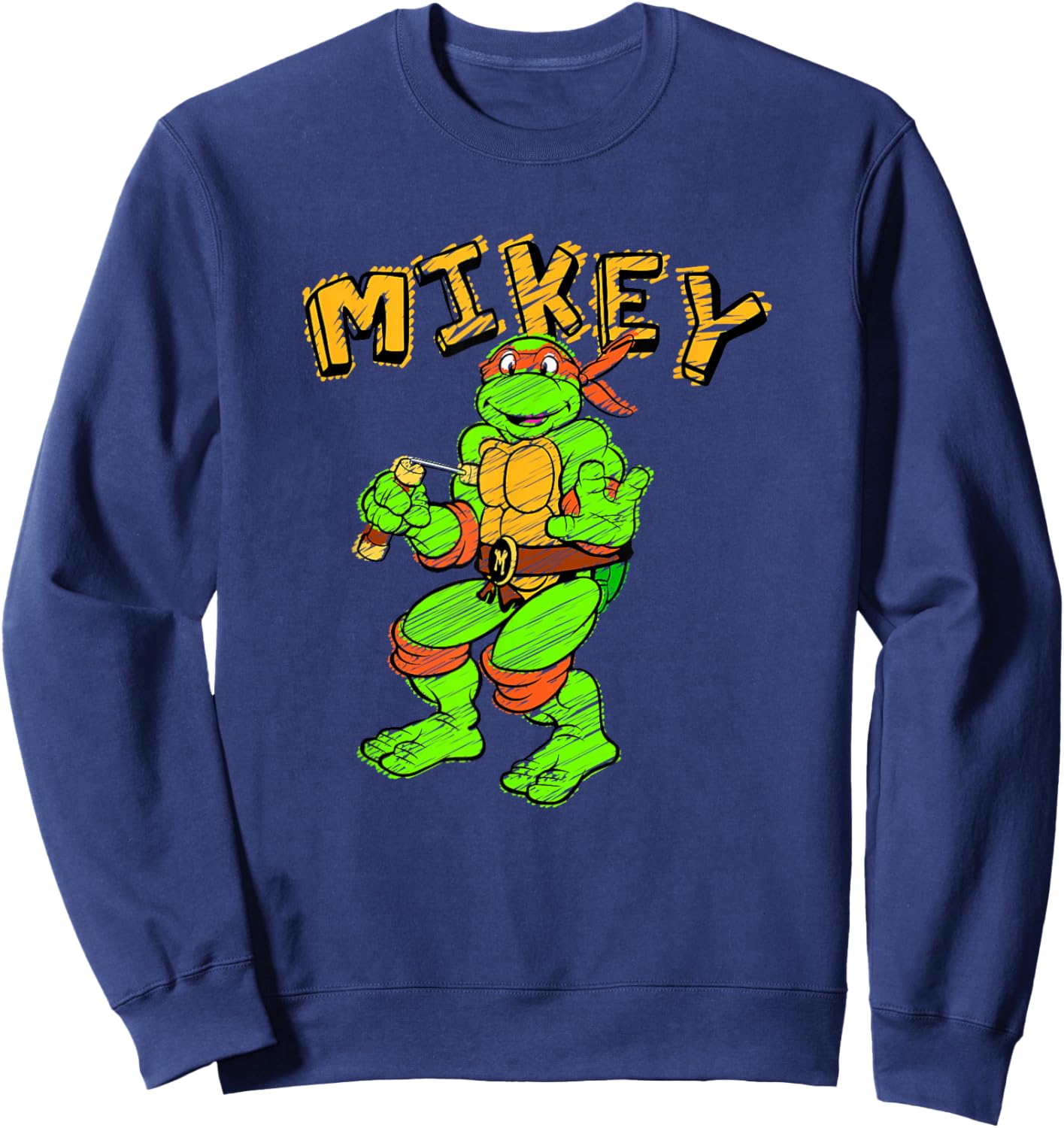 Teenage Mutant Ninja Turtles Michelangelo Draw Mikey Logo Sweatshirt - Sweatshirt | Navy
