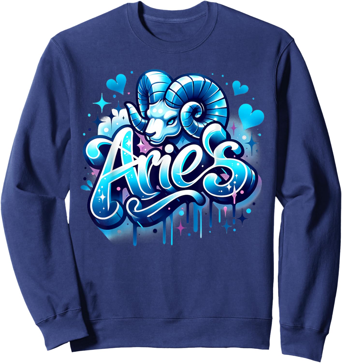 Blue Aries Zodiac Star Sign Sweatshirt - Sweatshirt | Navy