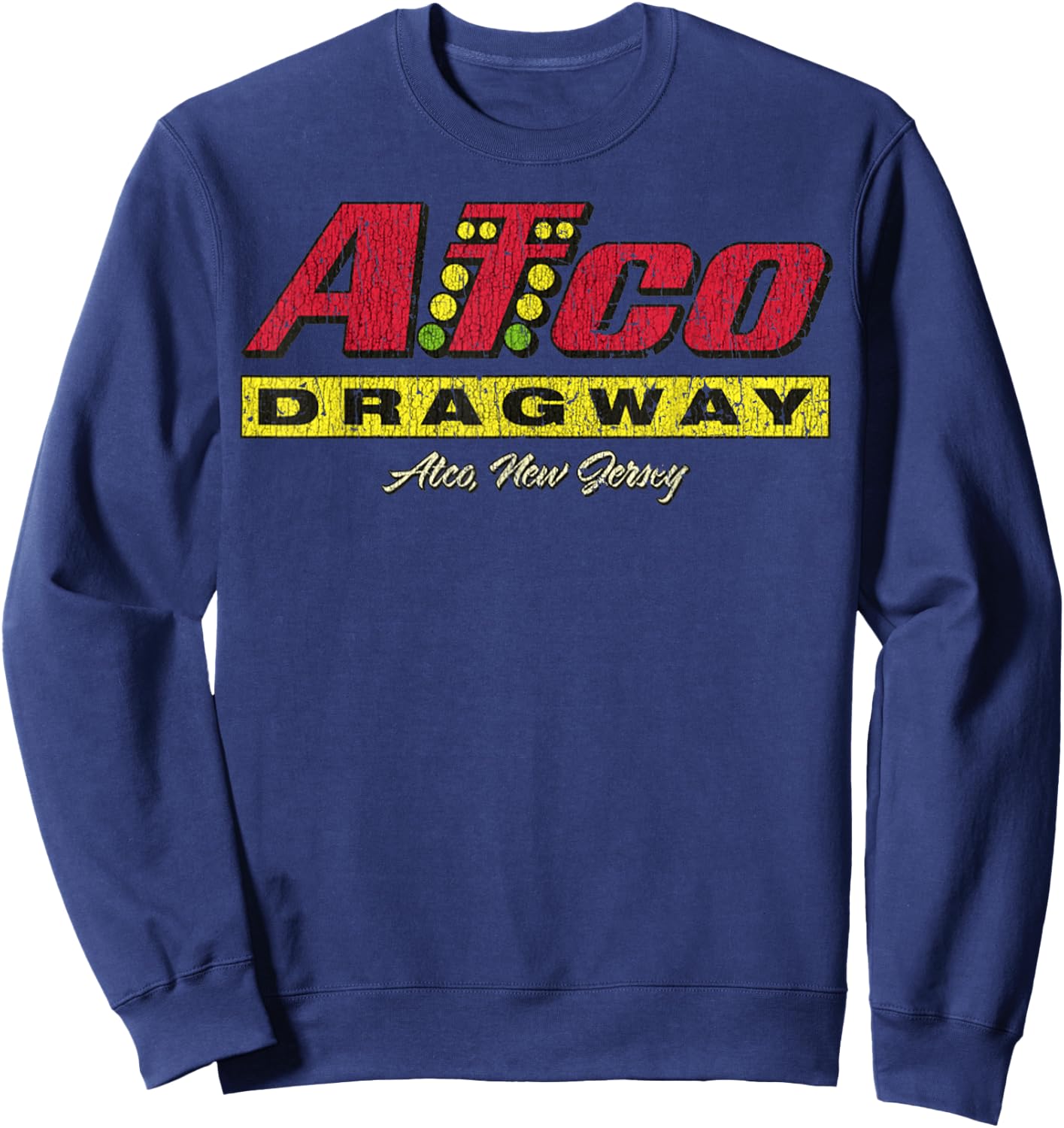 Vintage Drag Racing Retro Christmas Tree Dragway Xmas Sweatshirt - Sweatshirt | Navy