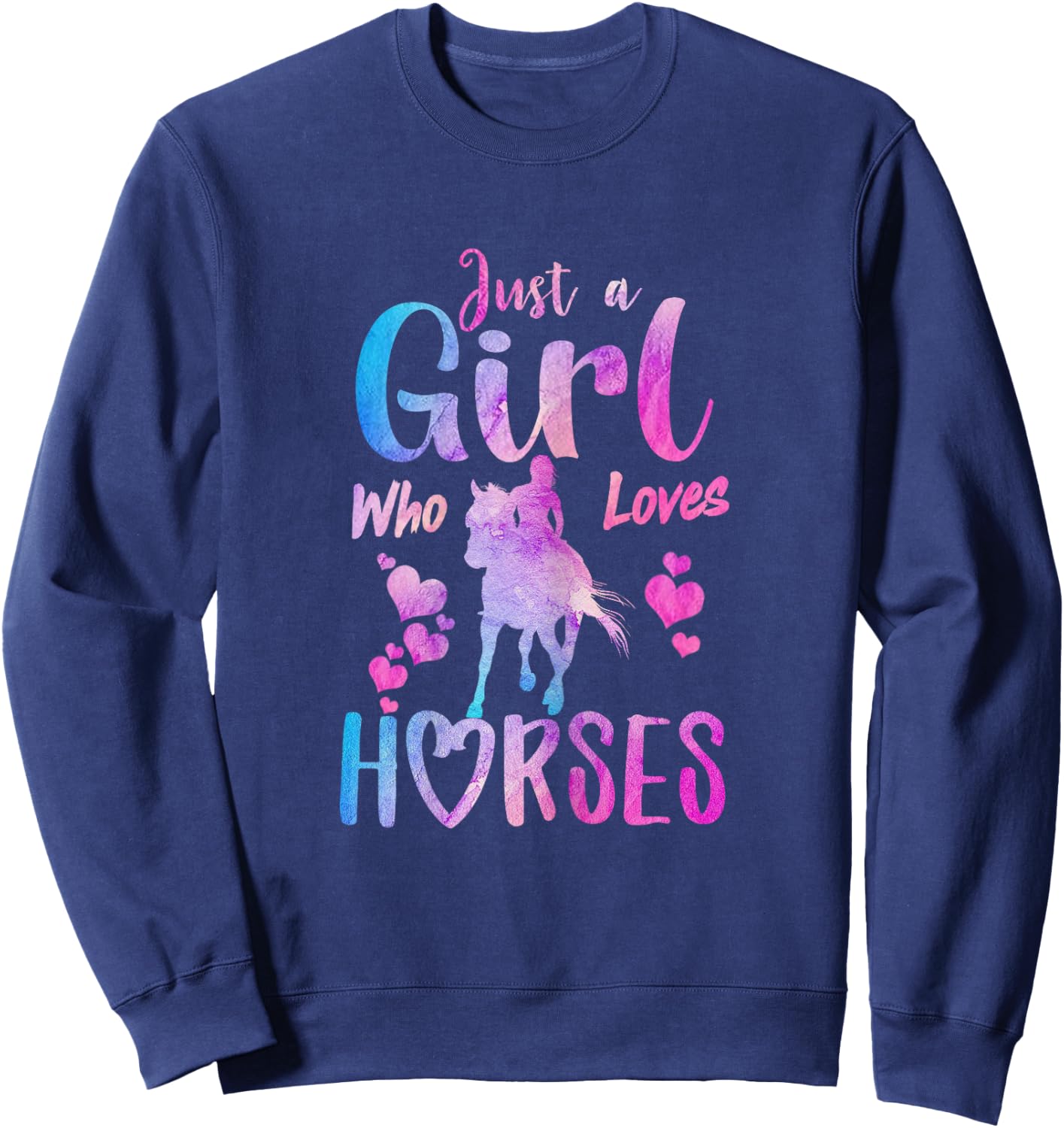 Just A Girl Who Loves Horses Riding Cute Horse Girls Women Sweatshirt - Sweatshirt | Navy
