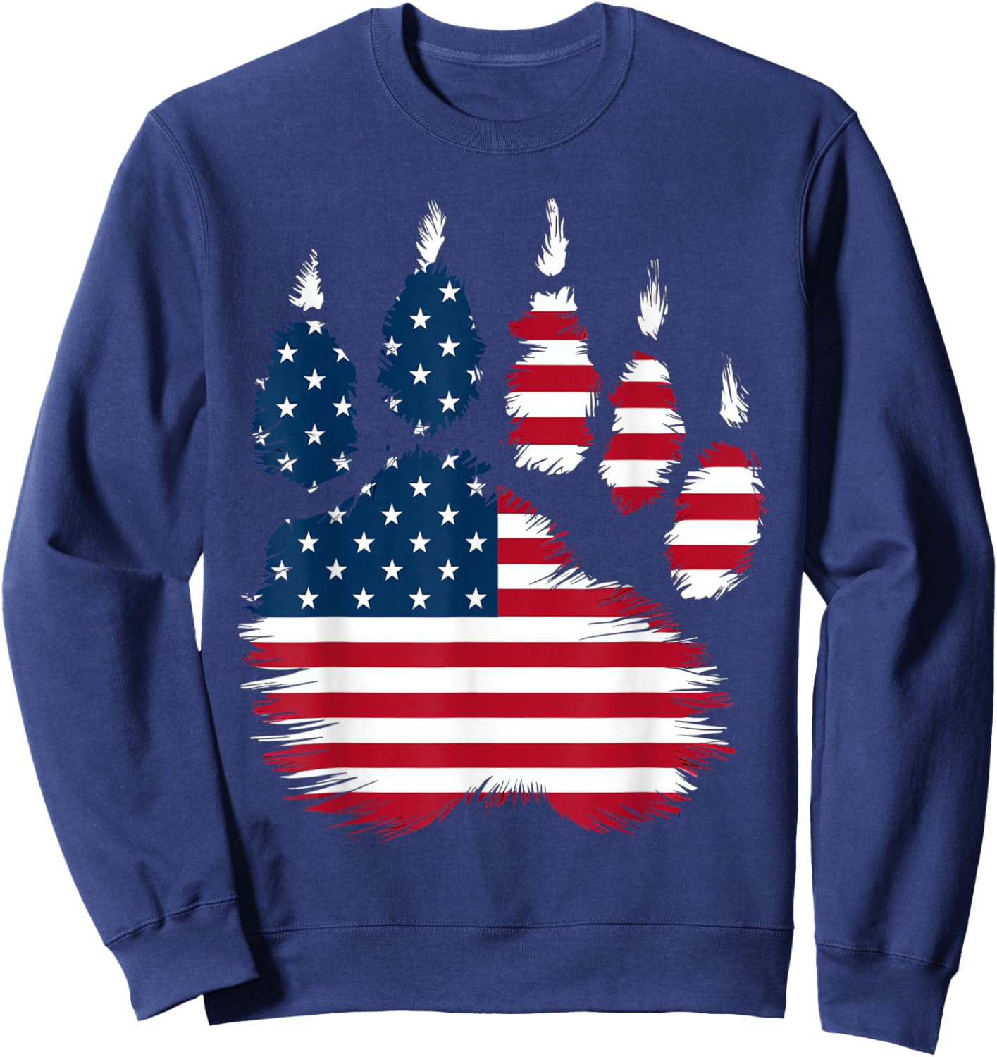 Bear Paw Patriotic USA Flag 4th of July Women Kids Men Sweatshirt - Sweatshirt | Navy