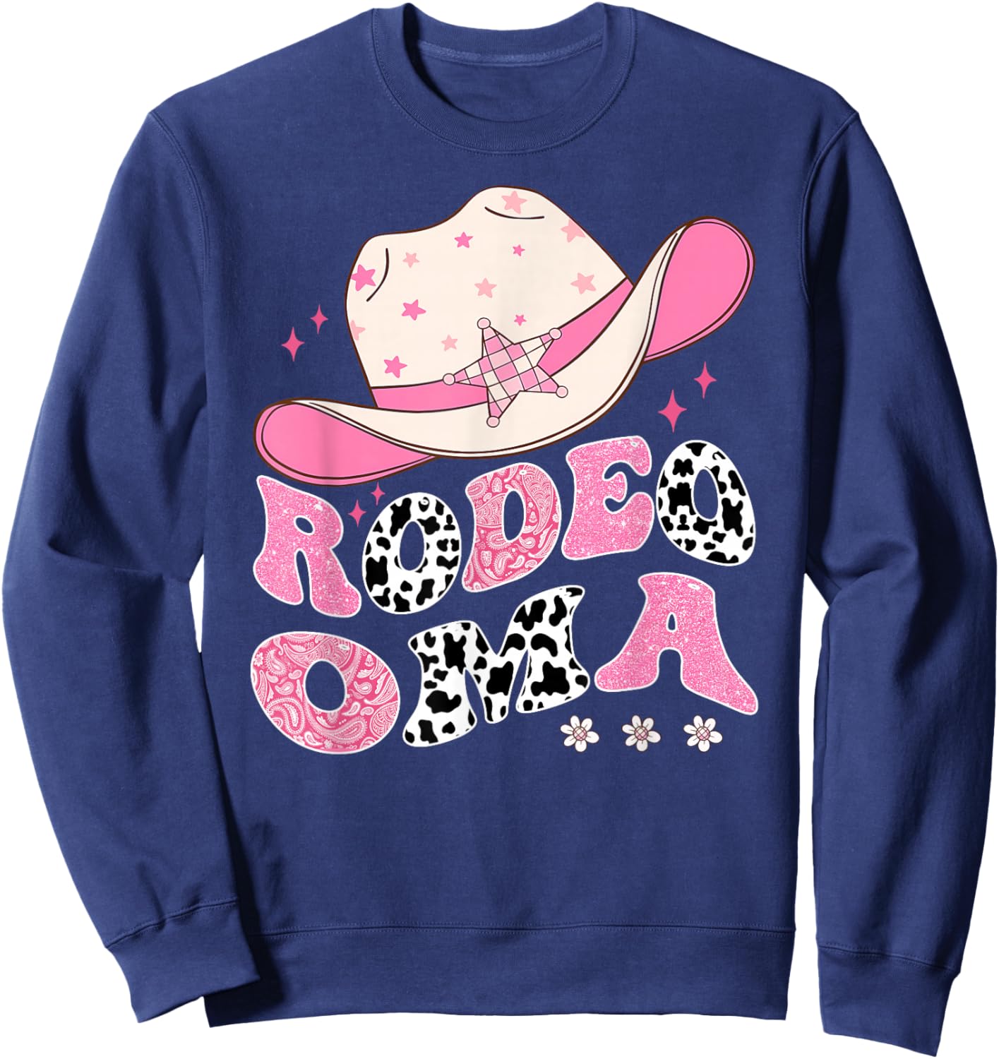 Rodeo Oma Pink CowGirl 1St Birthday Family Matching Sweatshirt - Sweatshirt | Navy
