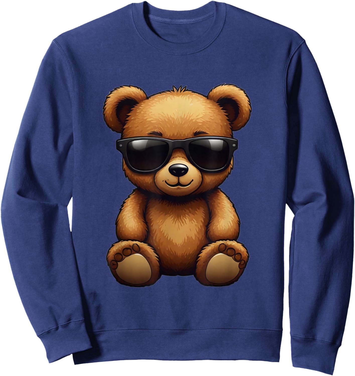 Cool Brown Bear Teddy Bear Wearing Sunglasses in Summer Sweatshirt - Sweatshirt | Navy