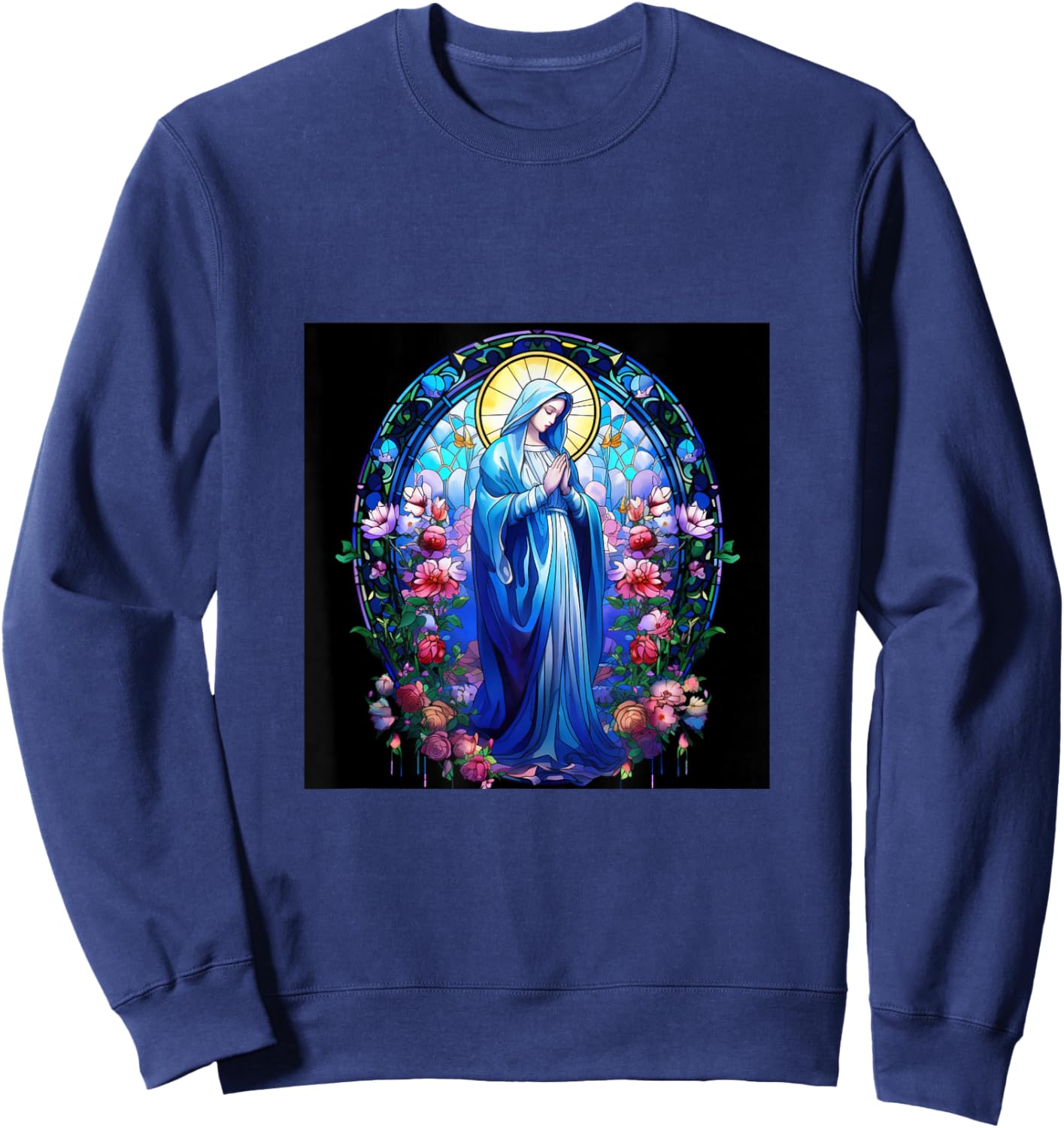 Blessed Virgin Mary Jesus Christian Sweatshirt - Sweatshirt | Navy