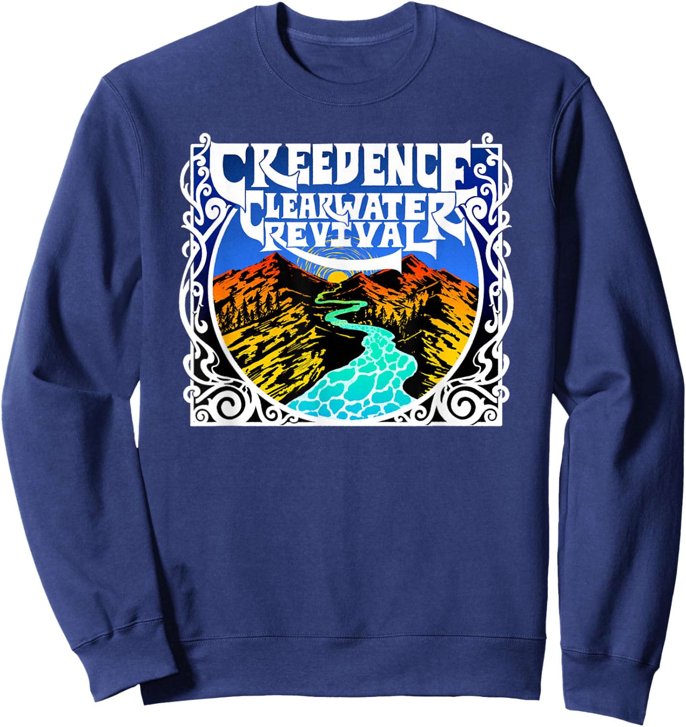 Creedence Clearwater Revival Adults Kids Blue Short Sleeve Cotton Polyester Blend Classic Fit Small Sweatshirt - Sweatshirt | Navy