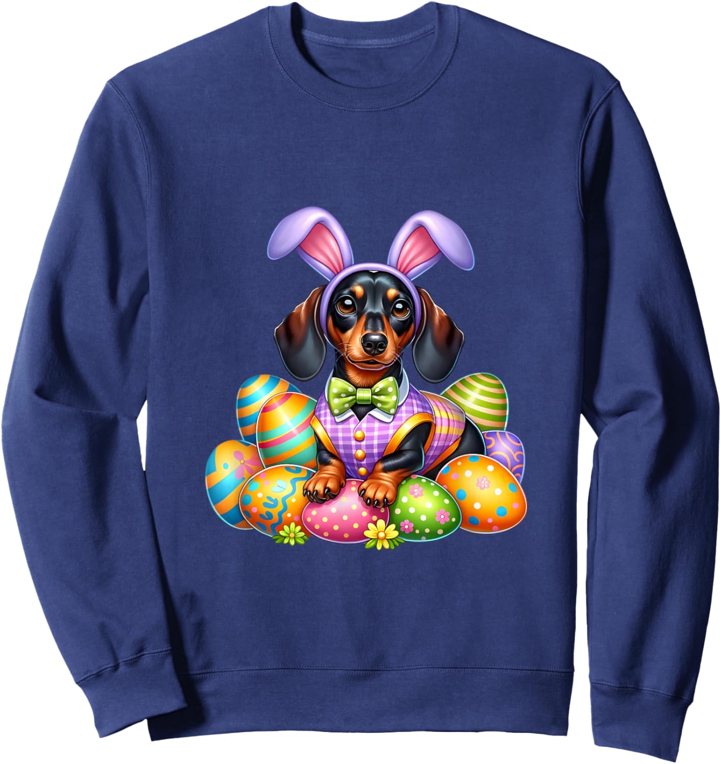 Funny Easter Day Dachshund Bunny Costume Sweatshirt - Sweatshirt | Navy