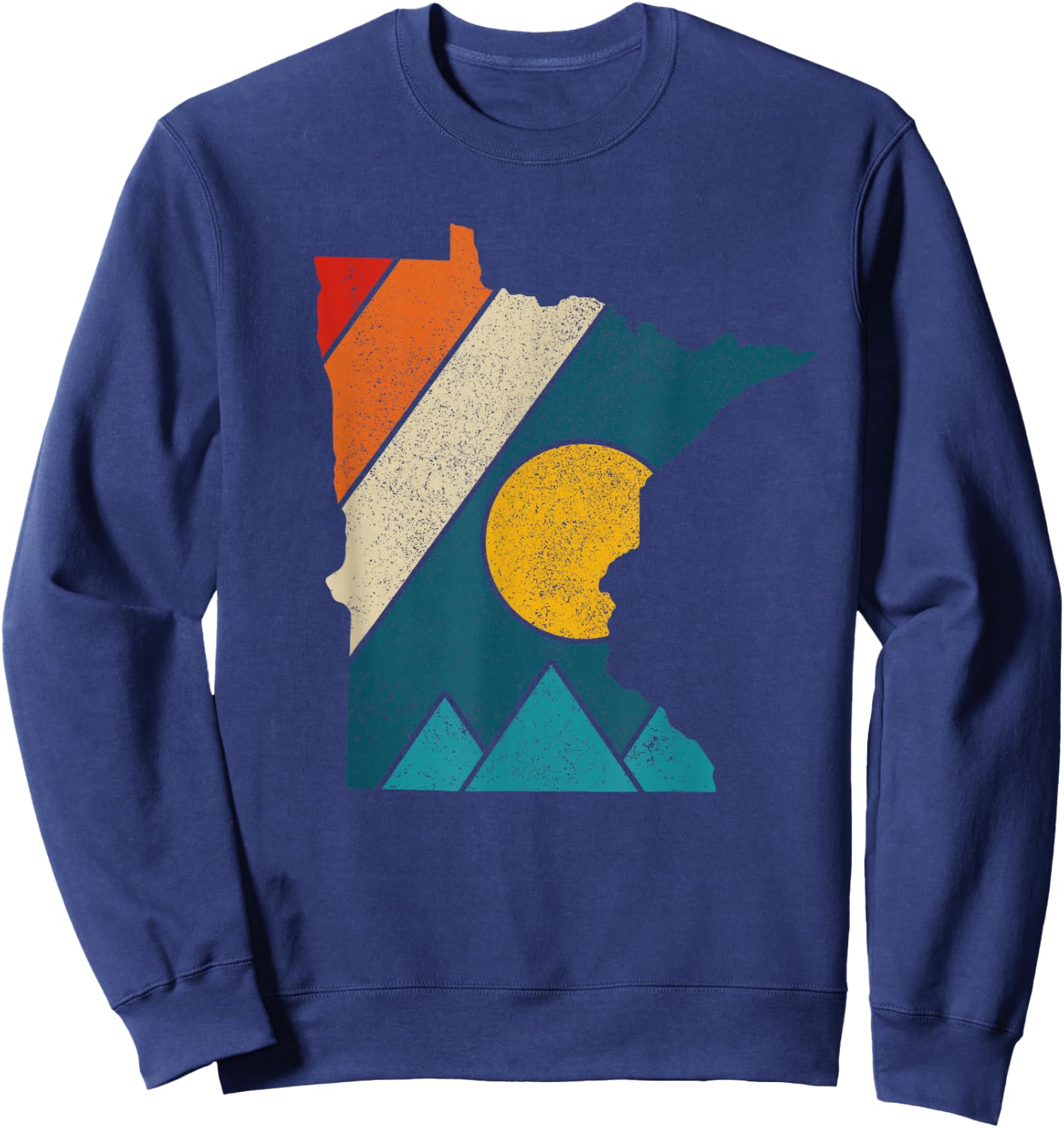Minnesota Vintage State Map Mountains Hiking Pride Gift Sweatshirt - Sweatshirt | Navy