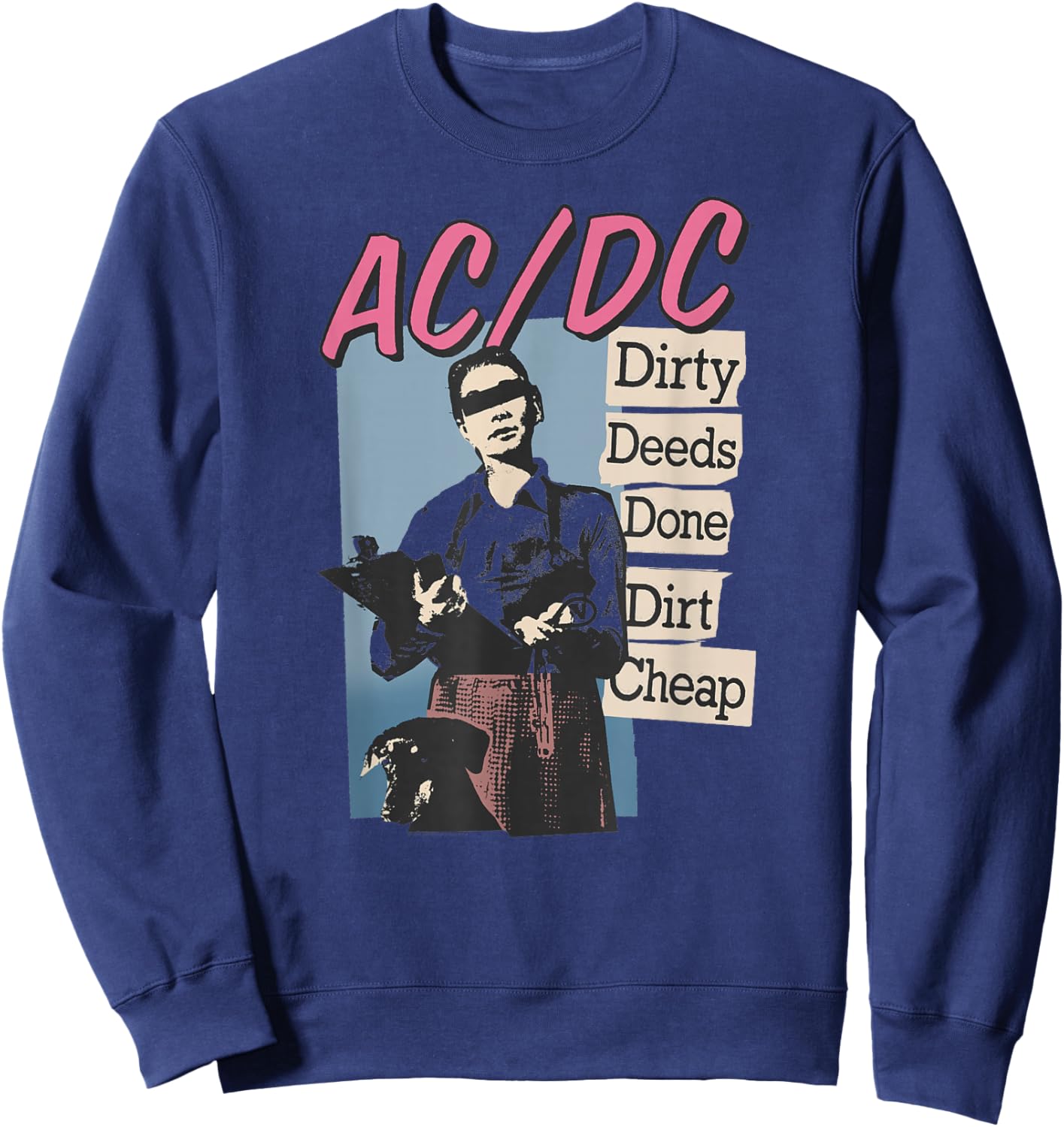 Official AC/DC Dirty Deeds Done Dirt Cheap Rock Music Band Sweatshirt - Sweatshirt | Navy