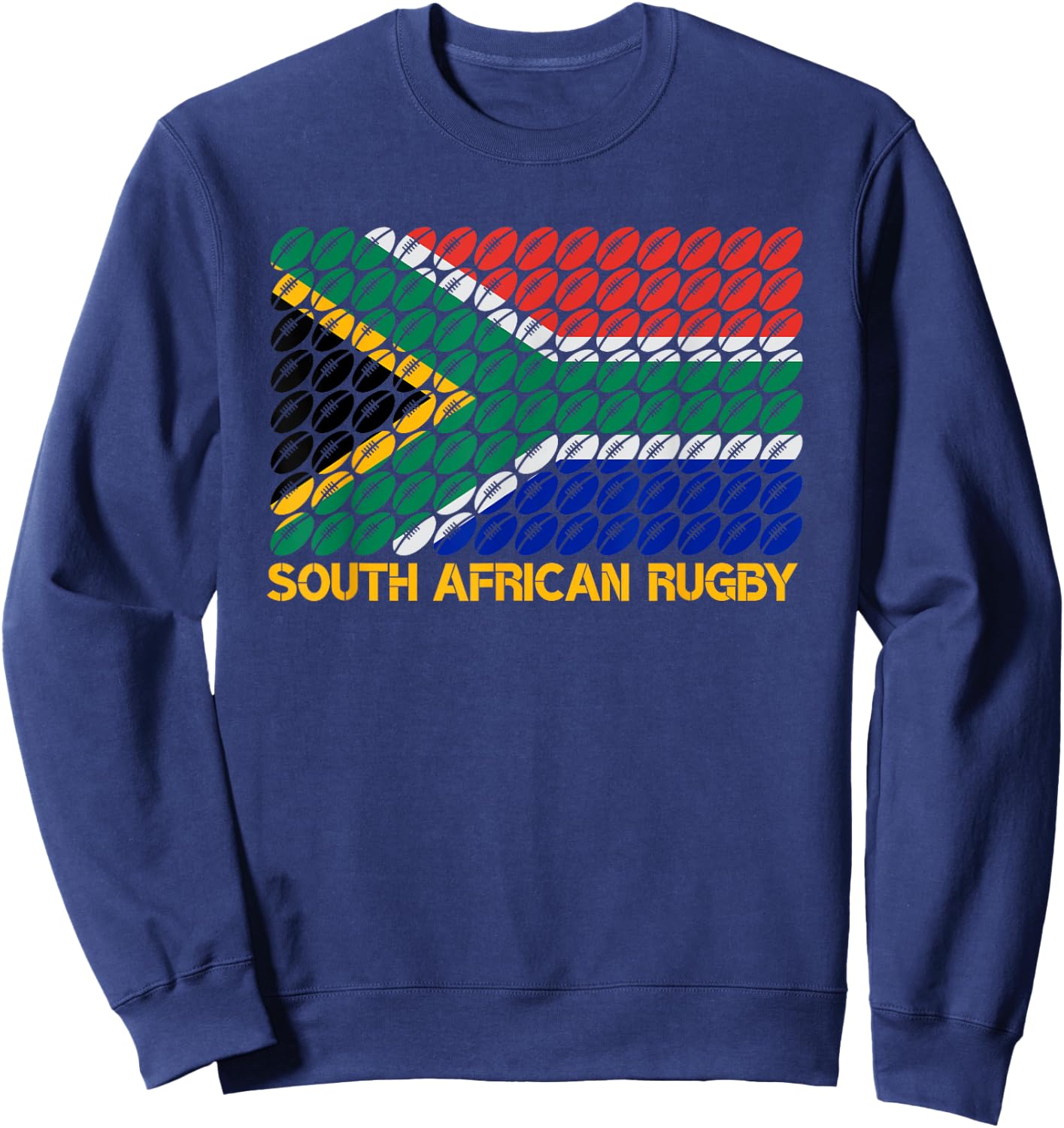 Rugby Ball Pattern South Africa Flag Sweatshirt - Sweatshirt | Navy