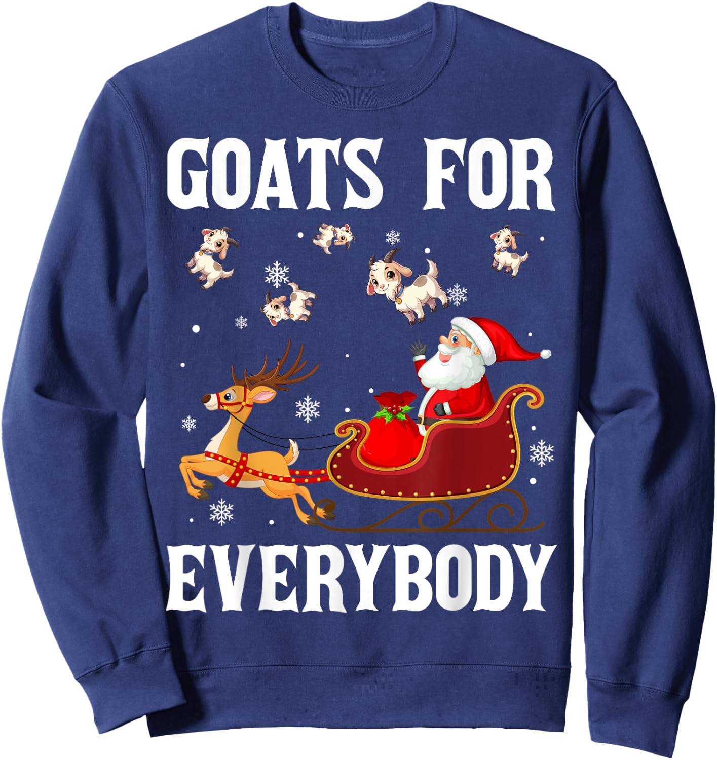 Goats For Everybody Christmas Santa Claus Goat Xmas Sweatshirt - Sweatshirt | Navy