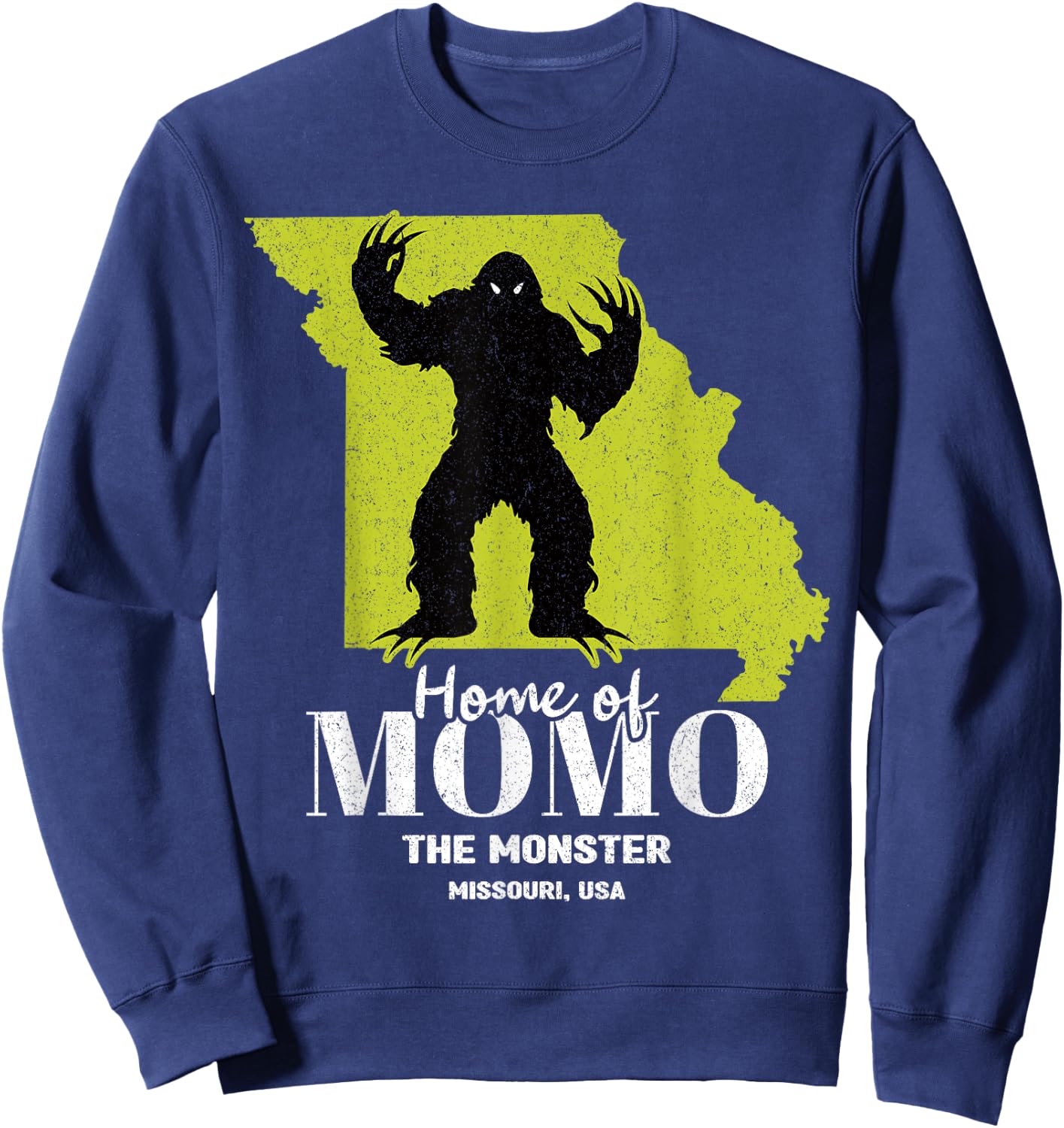 Momo The Monster Missouri State American Cryptid Sweatshirt - Sweatshirt | Navy