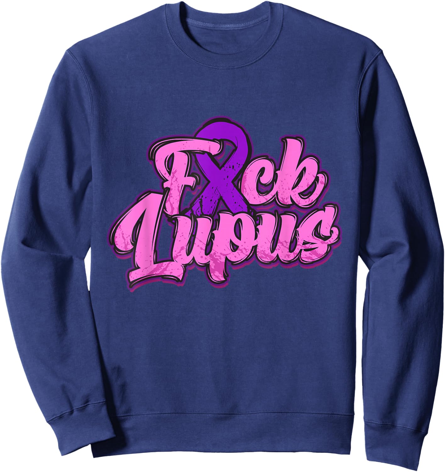 Fuck Lupus Shirt Lupus Awareness Month Purple Ribbon Sweatshirt - Sweatshirt | Navy